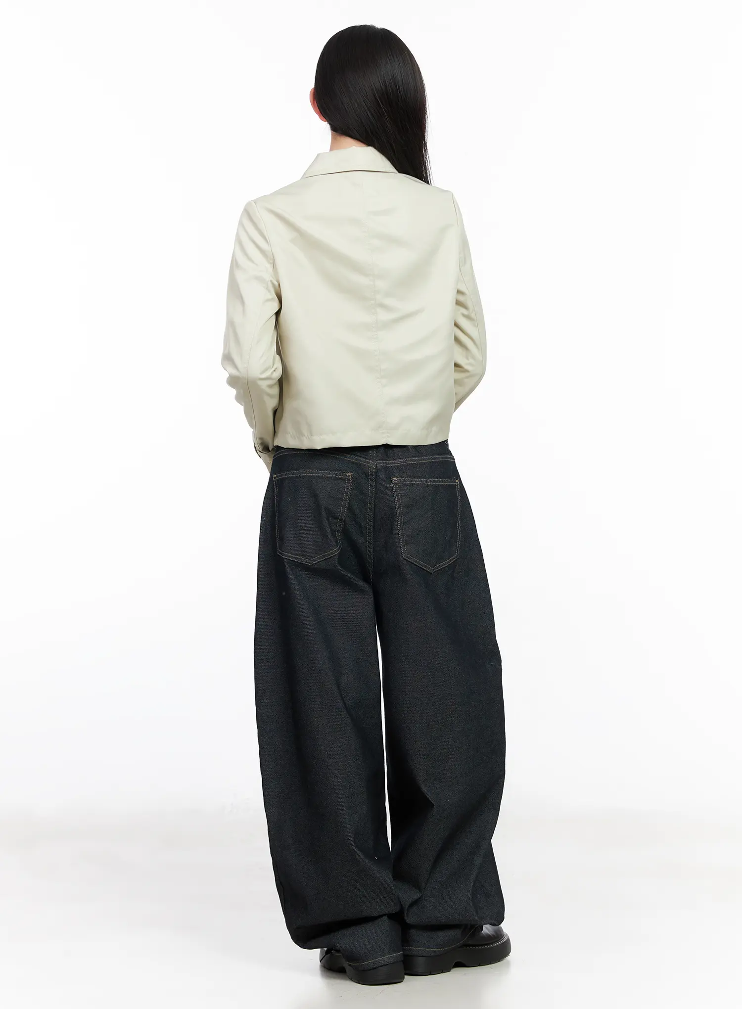 Buttoned Cropped Trench Jacket CM519 - Image 5