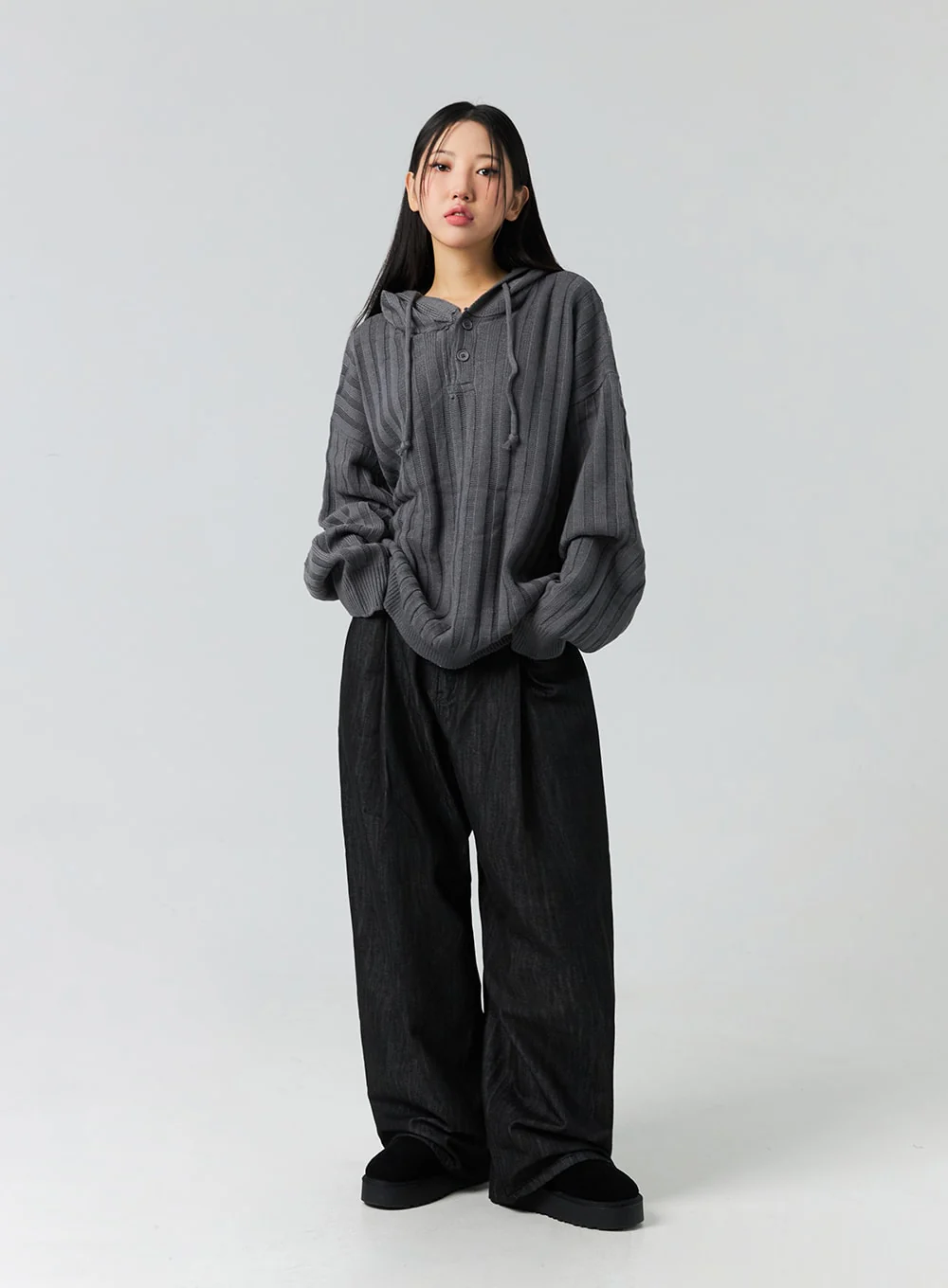 Buttoned Hooded Sweater CO323 - Image 6