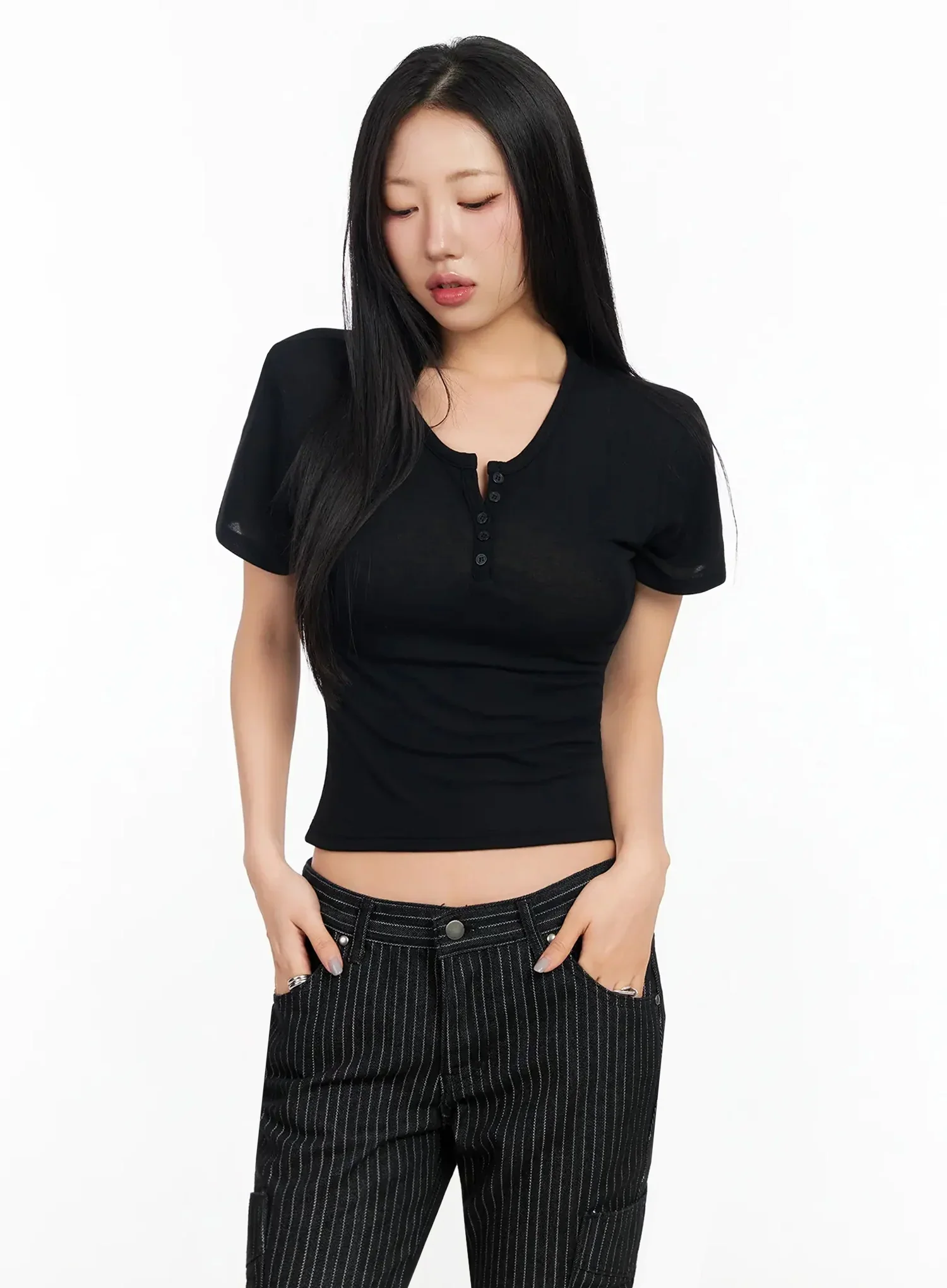Buttoned Slim Fit T-Shirt CA513 - Image 7