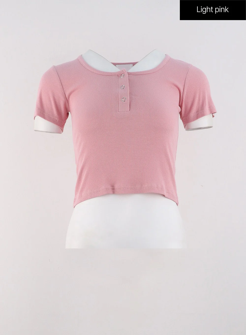 Buttoned U-Neck Crop Tee OG318 - Image 12