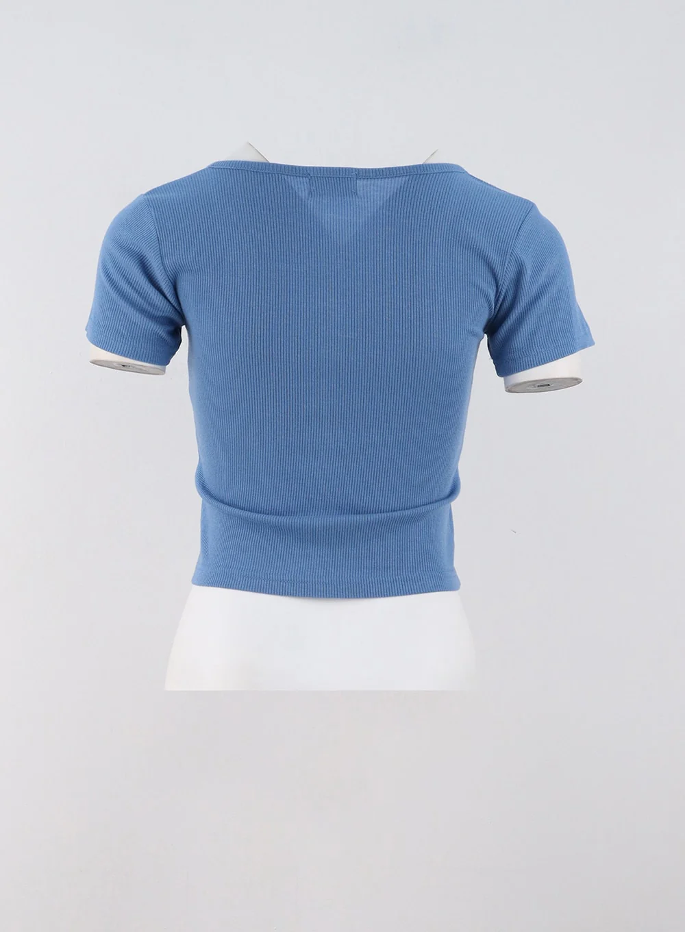 Buttoned U-Neck Crop Tee OG318 - Image 14