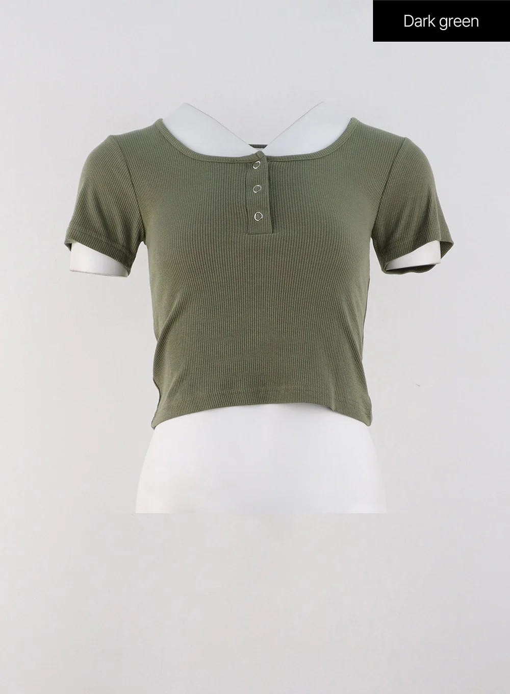 Buttoned U-Neck Crop Tee OG318 - Image 15
