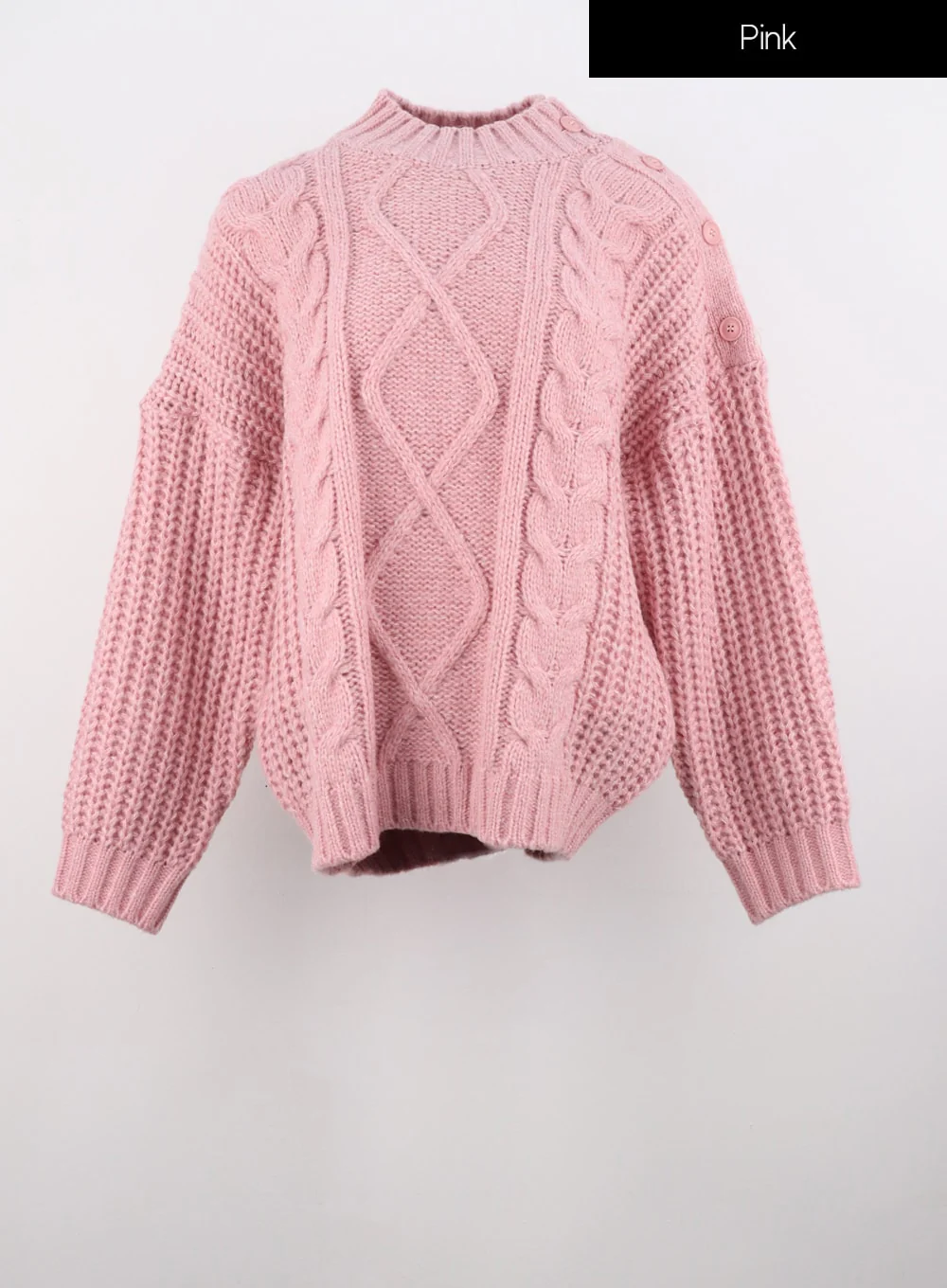 Cable Knit Buttoned Sweater IS301 - Image 15
