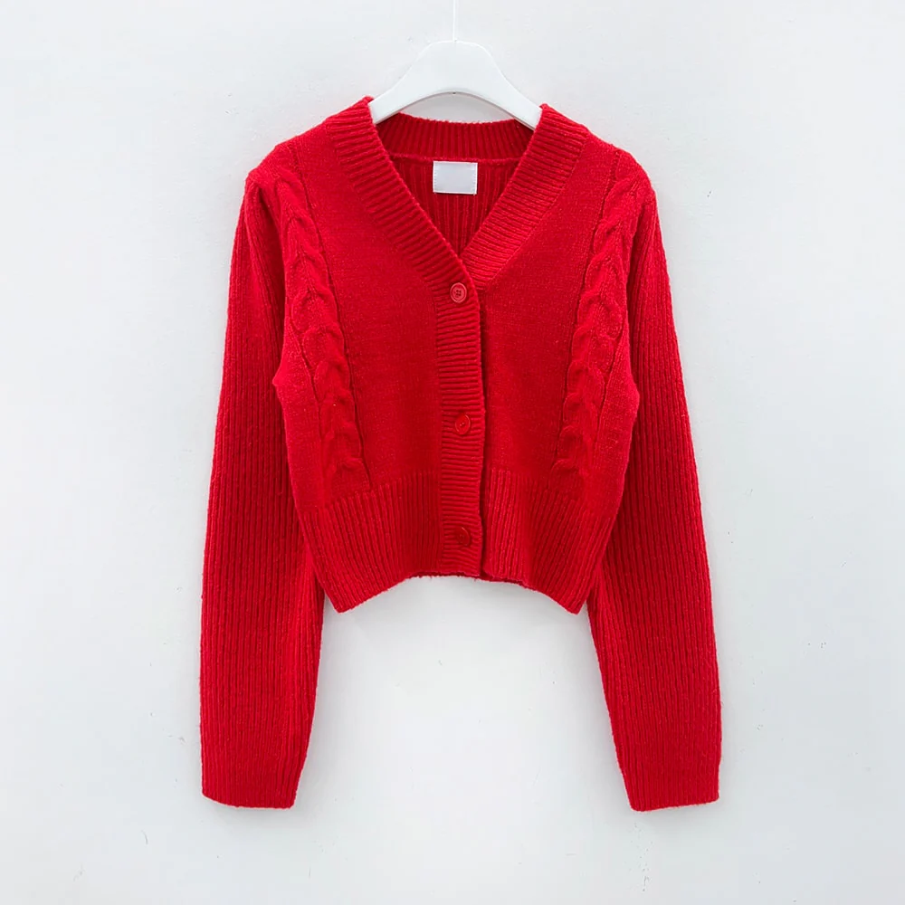 Cable Knit Cropped Cardigan J31 - Image 29
