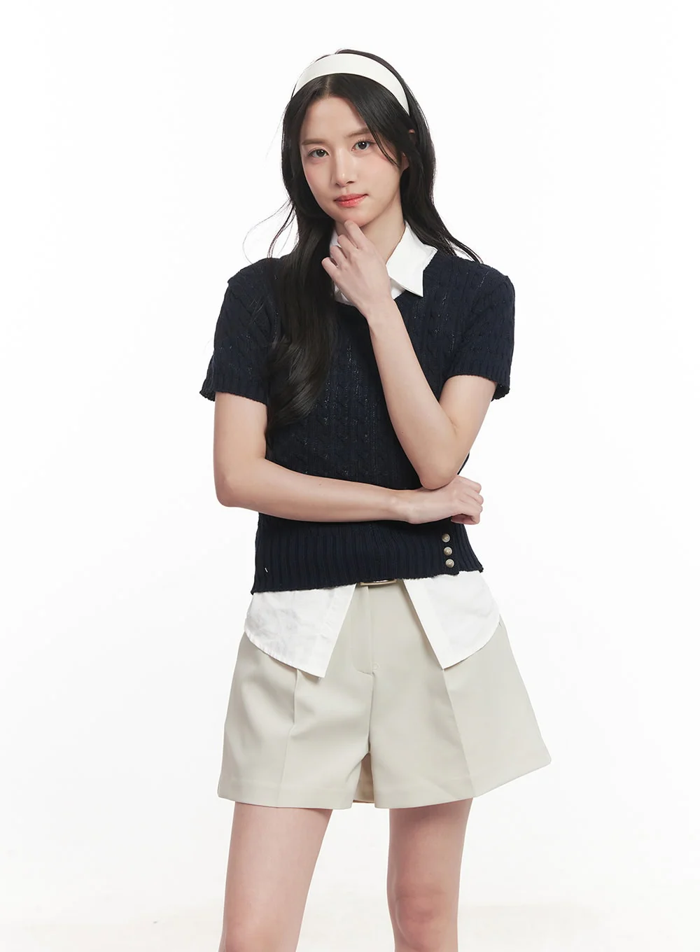 Cable Knit Short Sleeve Sweater CA510 - Image 10