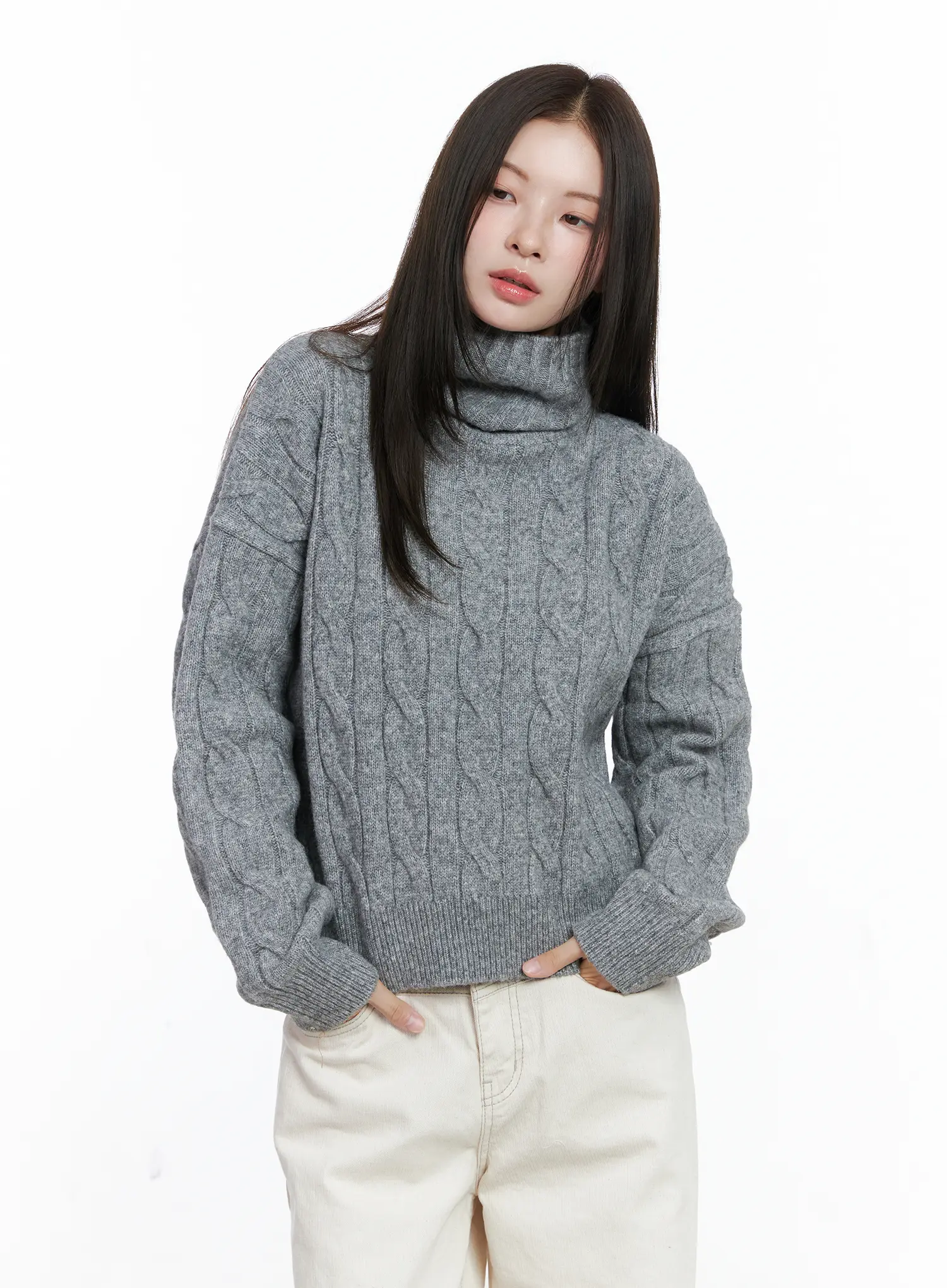Cable Knit Turtleneck Sweater CO503 - Image 8