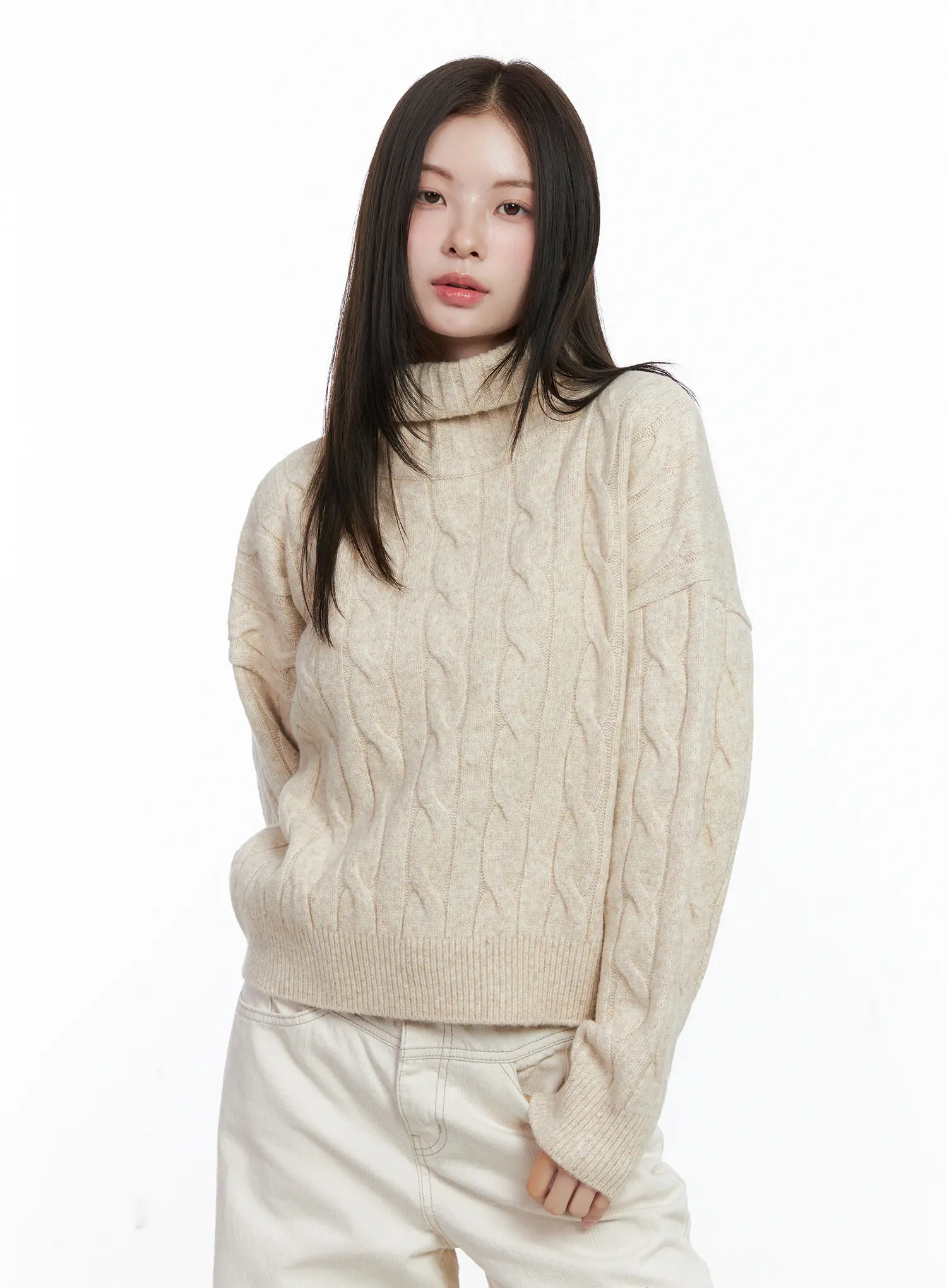 Cable Knit Turtleneck Sweater CO503 - Image 9