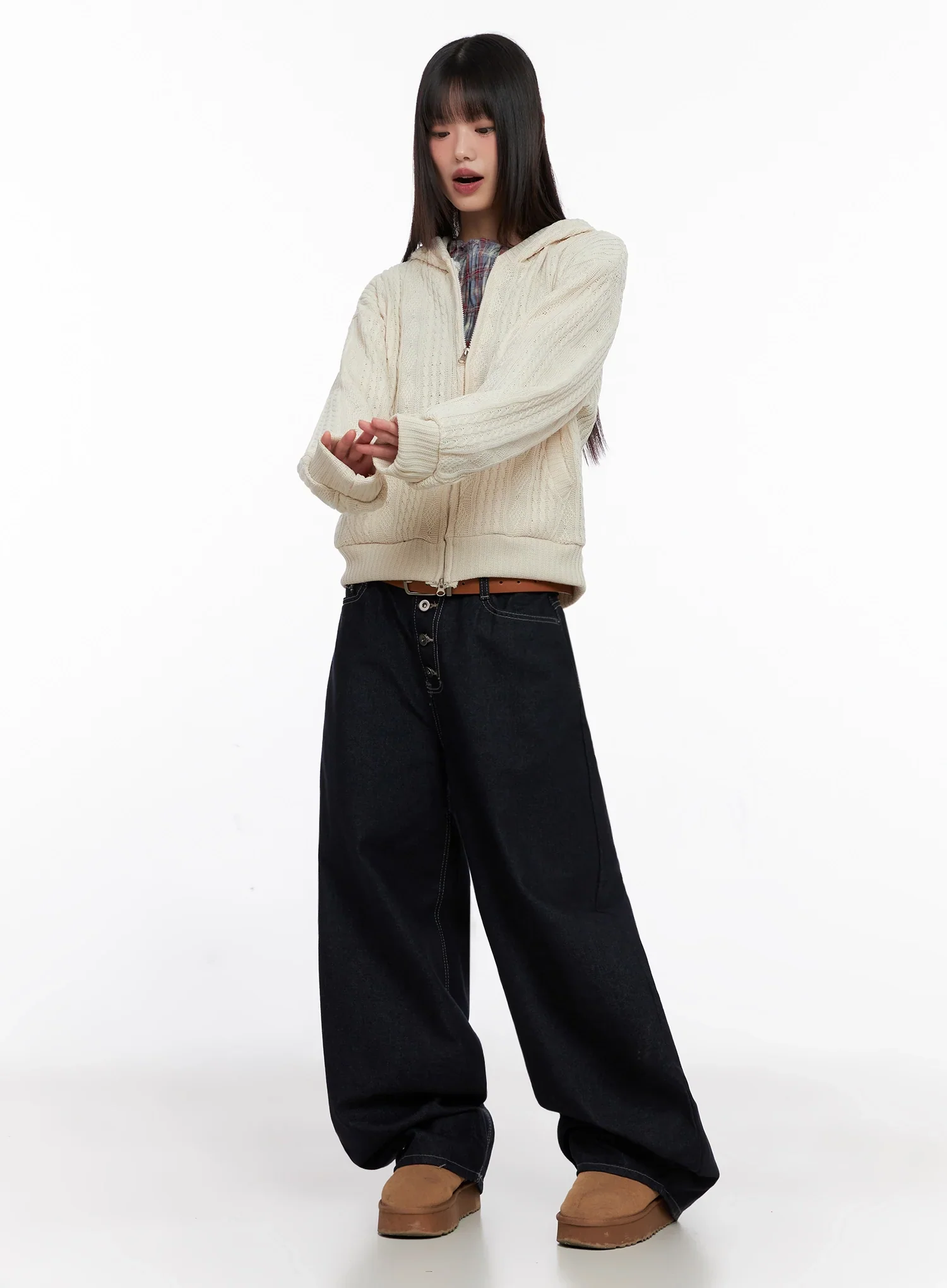 Cable Knit Zip-Up Hoodie IN503 - Image 8