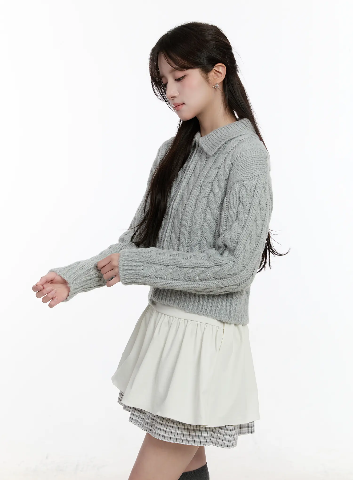 Cable Knit Zip-Up Jacket CM510 - Image 10