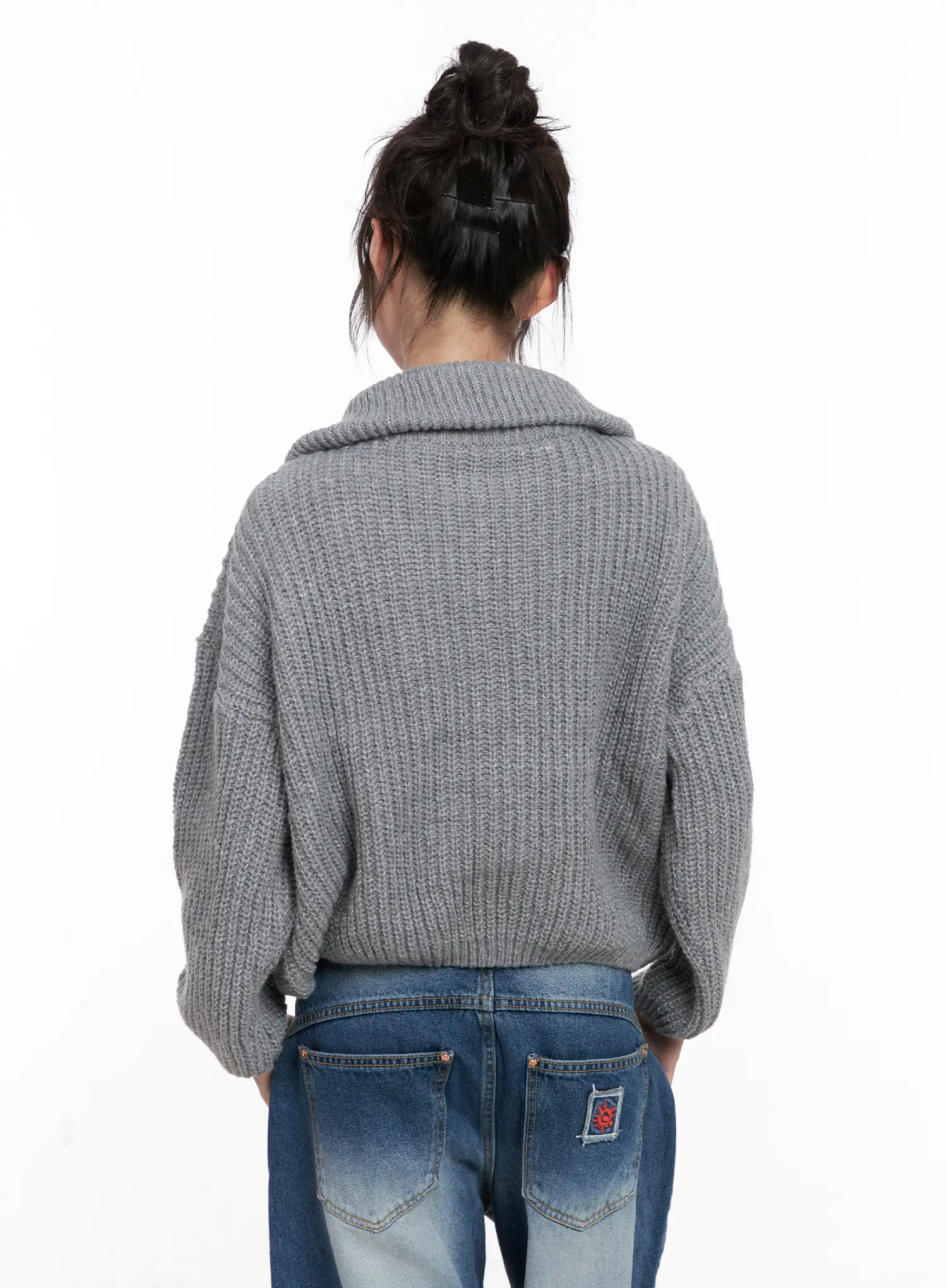 Cable Knit Zip-Up Sweater CG518 - Image 8