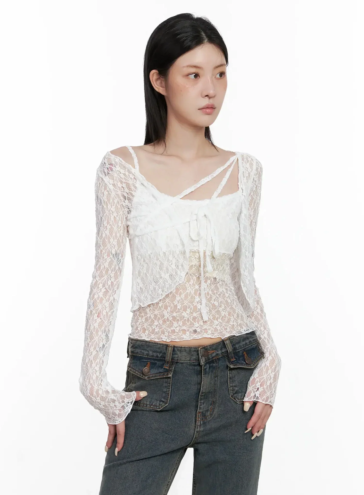 Cardigan with Lace Straps IS508 - Image 2