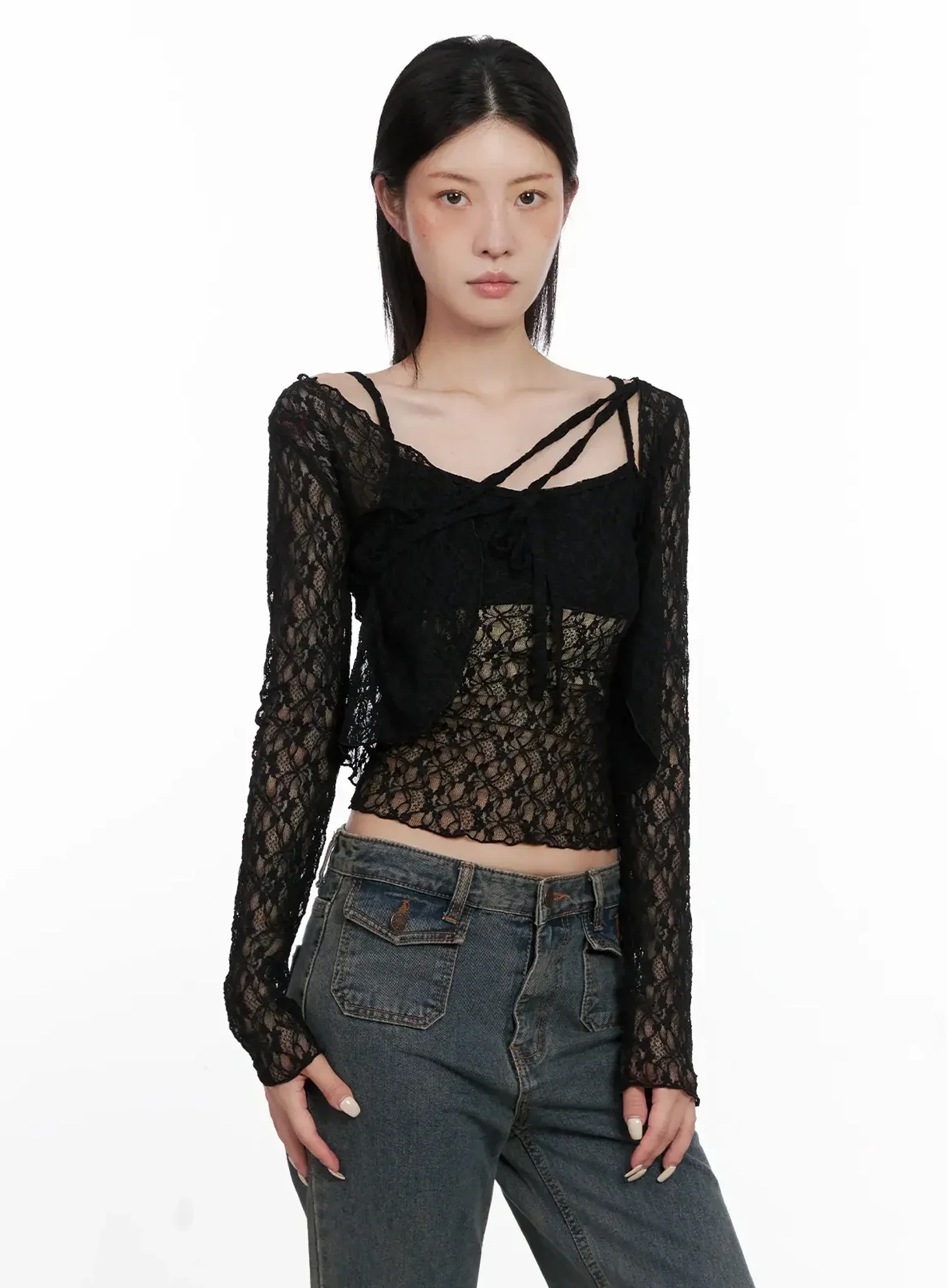 Cardigan with Lace Straps IS508 - Image 6