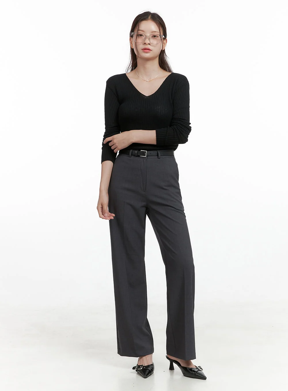 Cashmere V-Neck Long Sleeve OL416 - Image 2