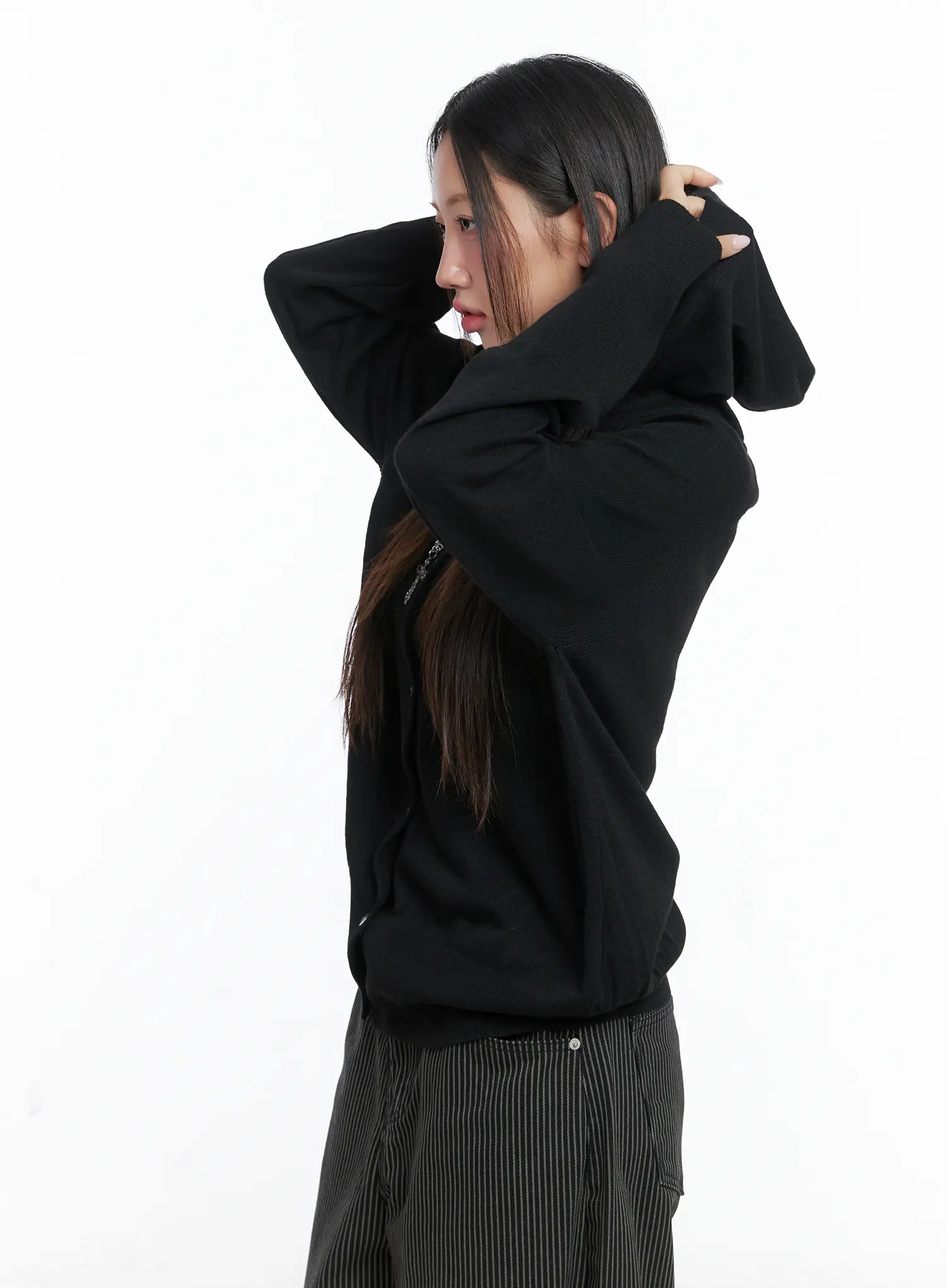 Casual Hooded Knit Cardigan CS503 - Image 6