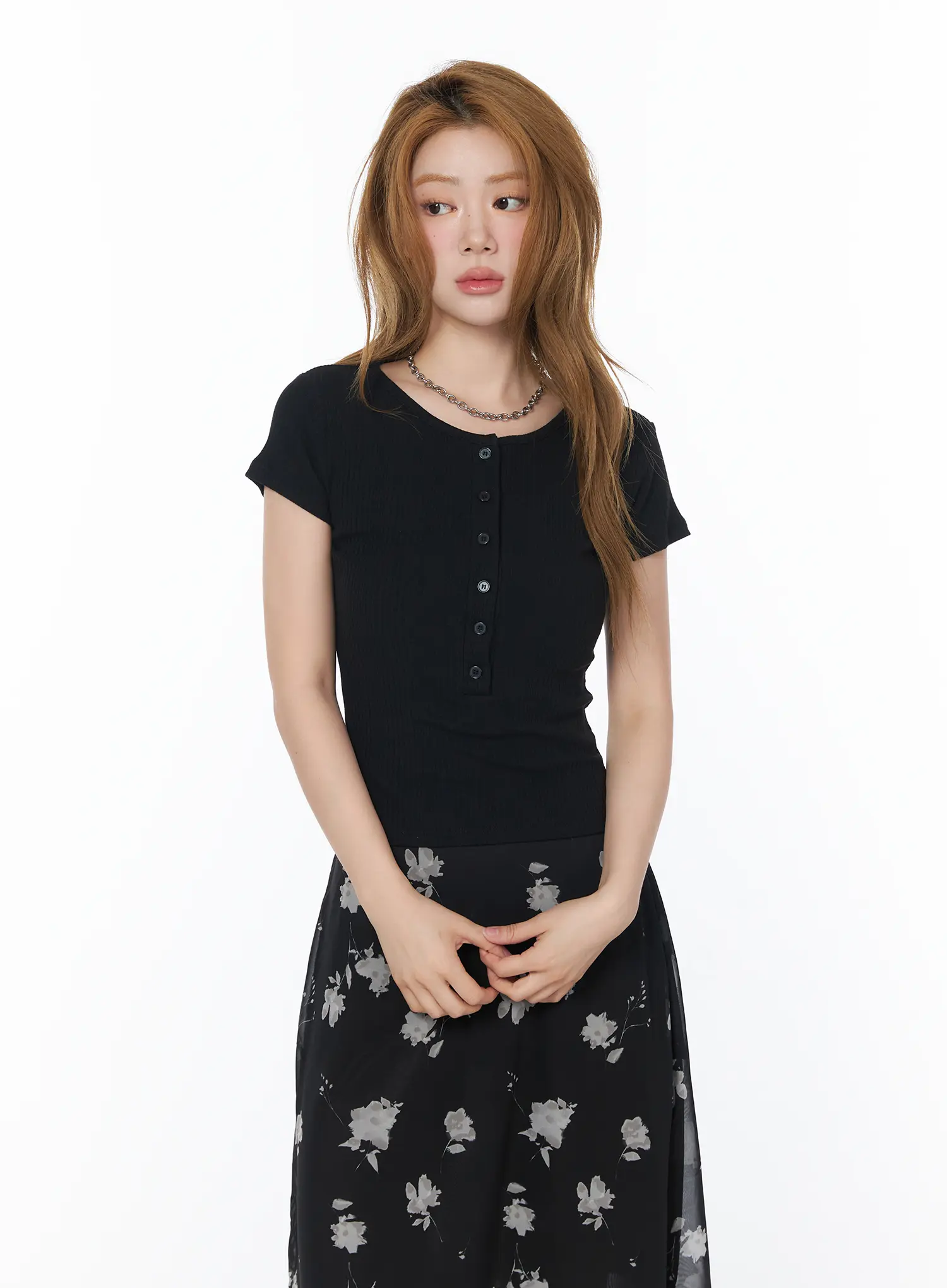 Casual Ribbed Button-Up Top CY508 - Image 10