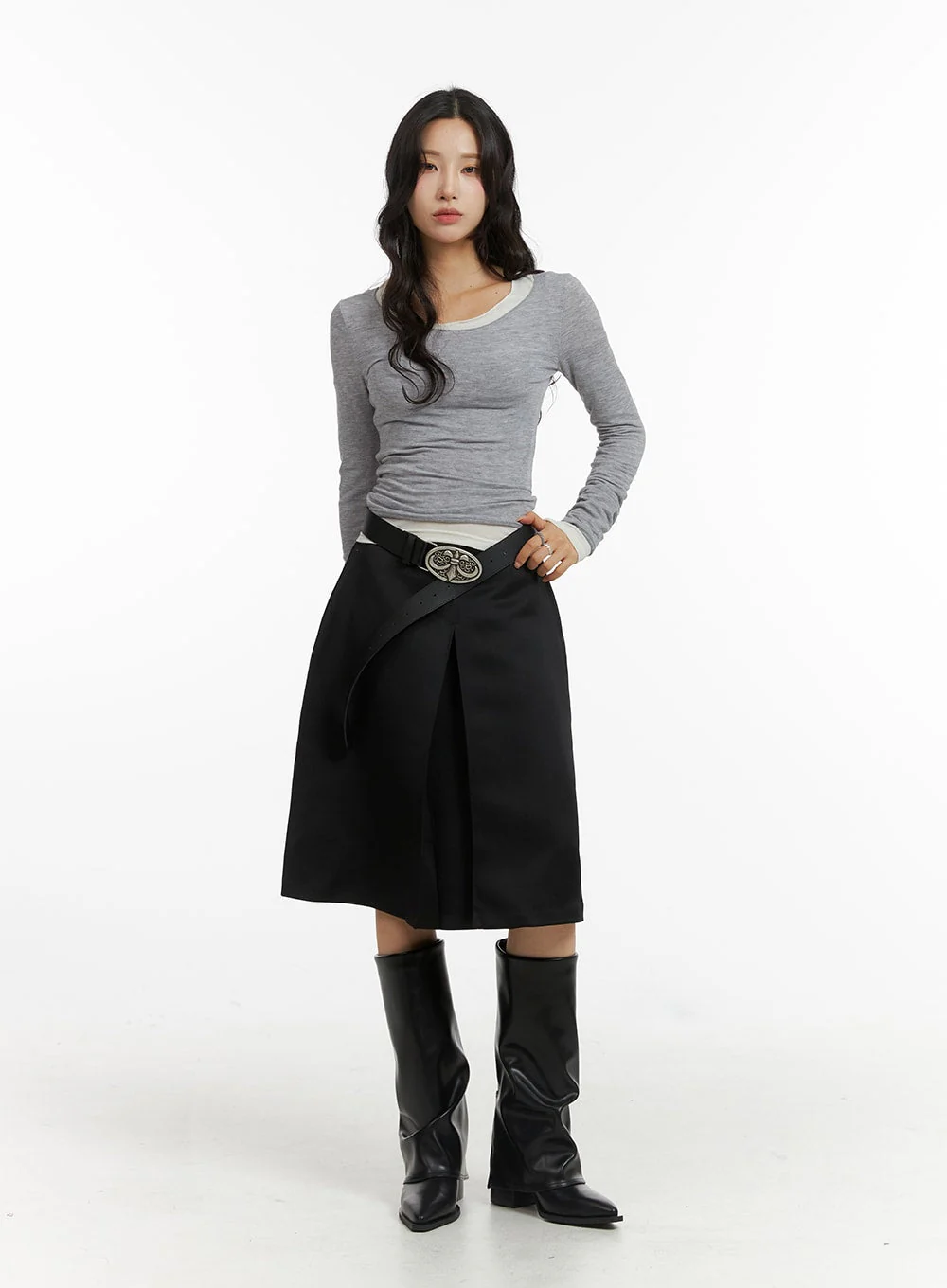 Casual U-Neck Long Sleeve Top CJ417 - Image 2