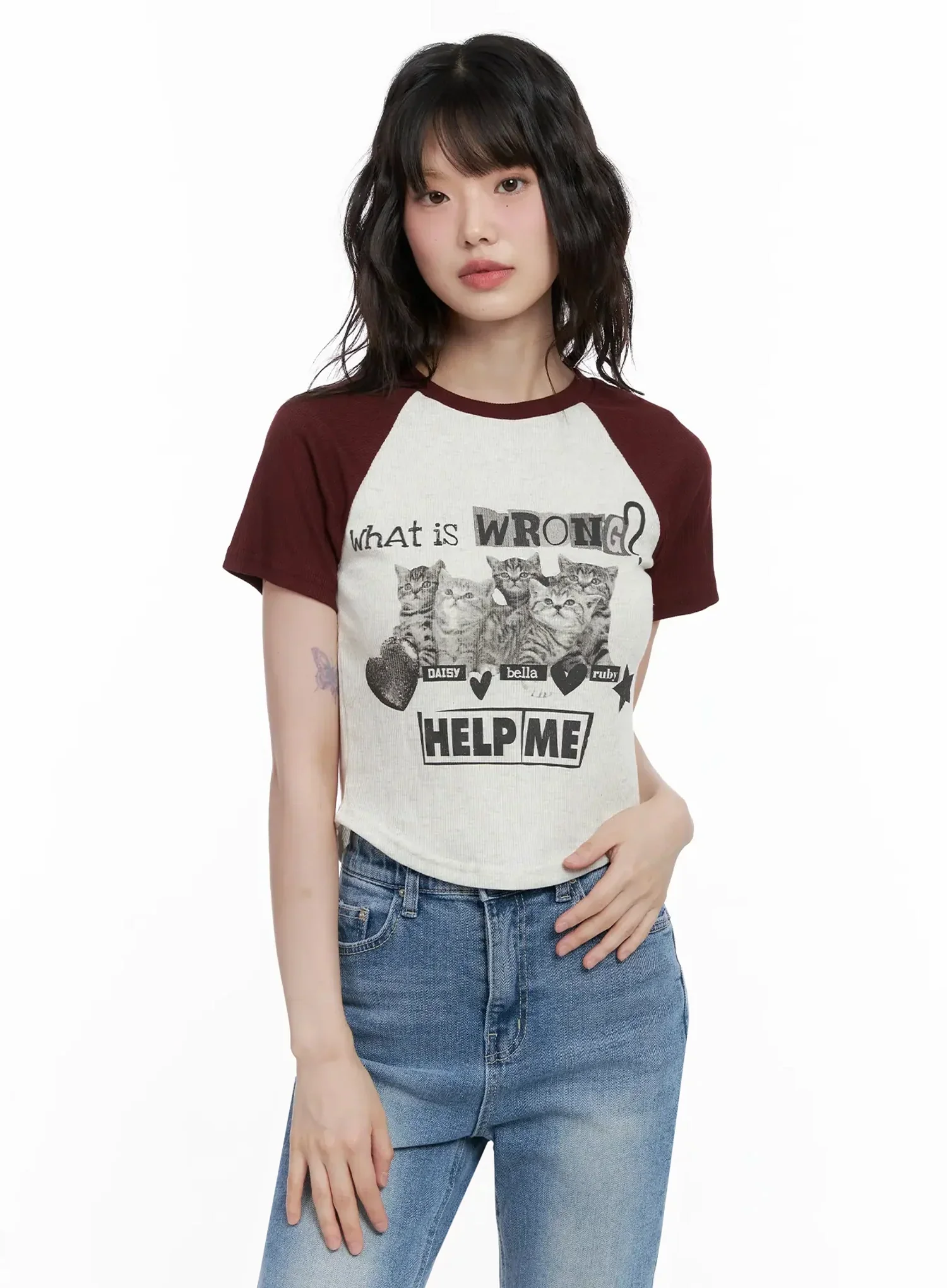 Cat Graphic Raglan Tee IL531 - Image 6