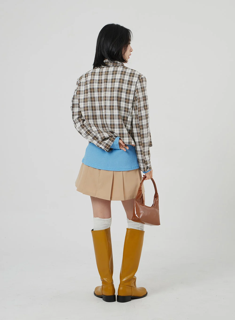 Check Pattern Crop Blazer OF310 - Image 17