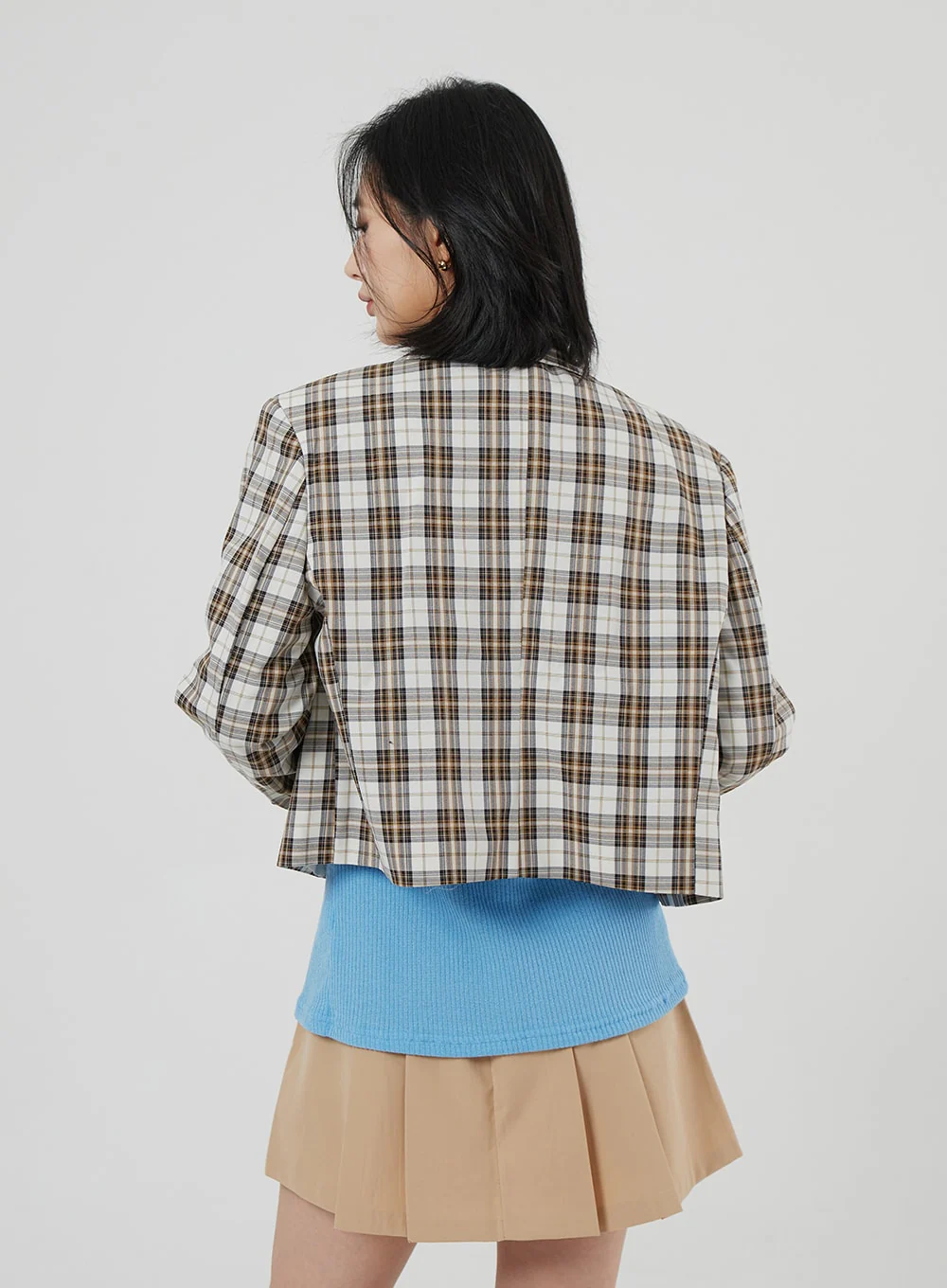 Check Pattern Crop Blazer OF310 - Image 18