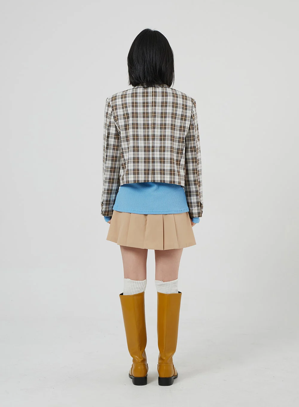 Check Pattern Crop Blazer OF310 - Image 21