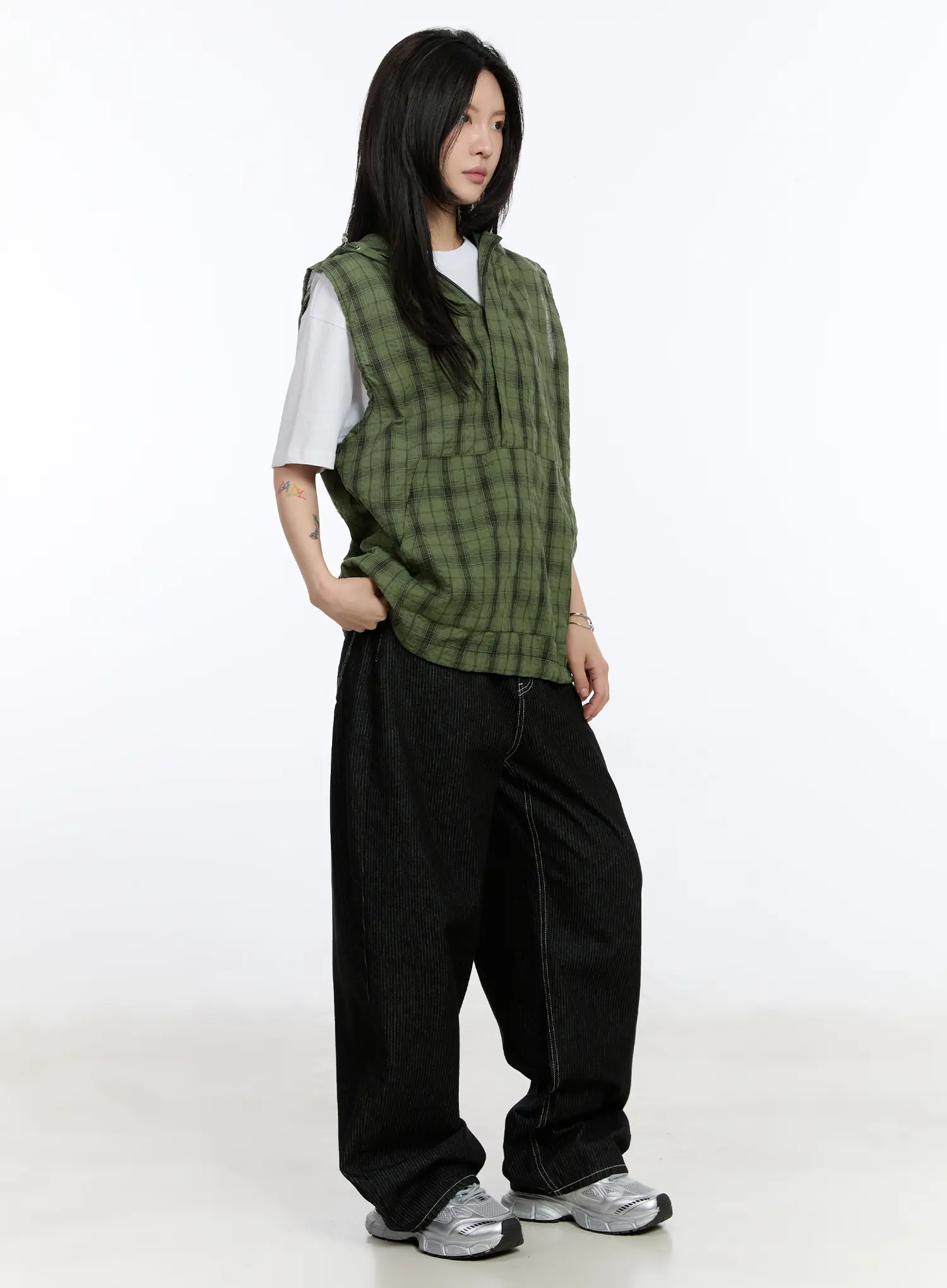 Checkered Hooded Vest CA506 - Image 8