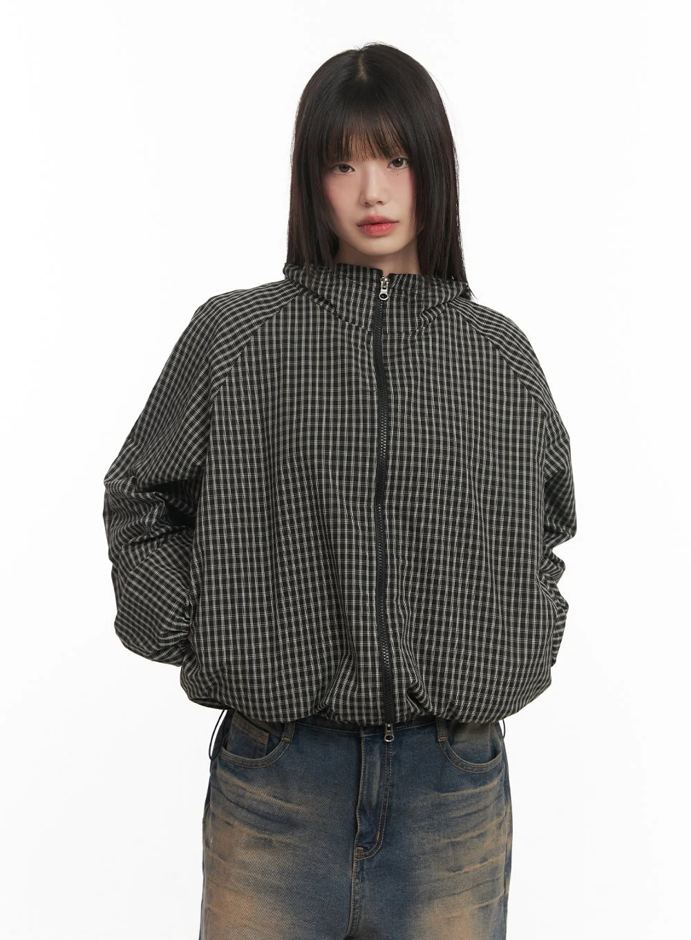 Checkered Hooded Windbreaker Jacket CF519 - Image 12