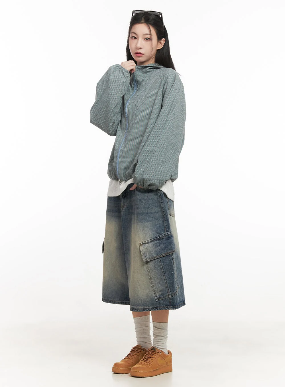Checkered Hooded Windbreaker Jacket CF519 - Image 13