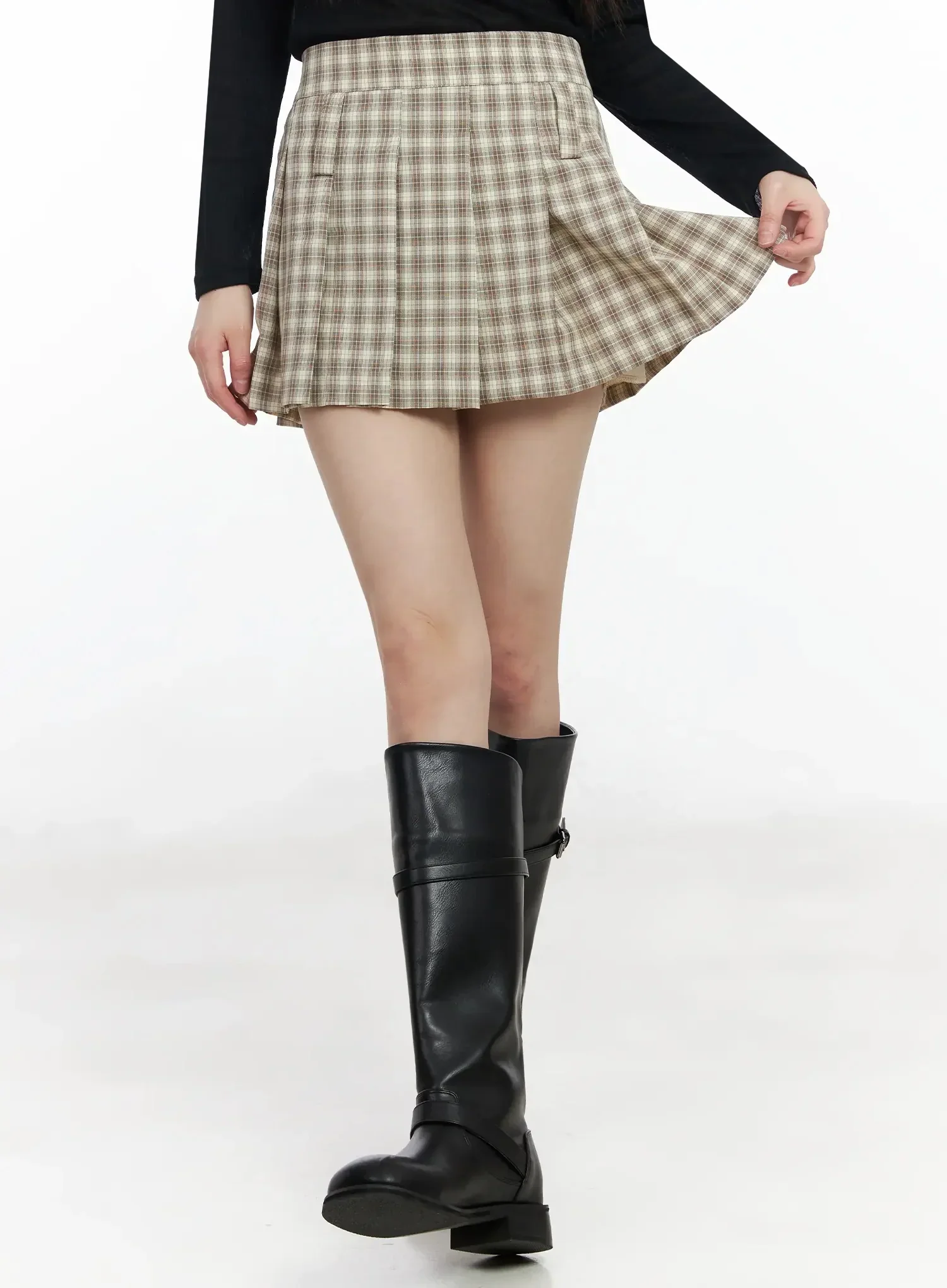 Checkered Pleated Skirt IM530 - Image 5
