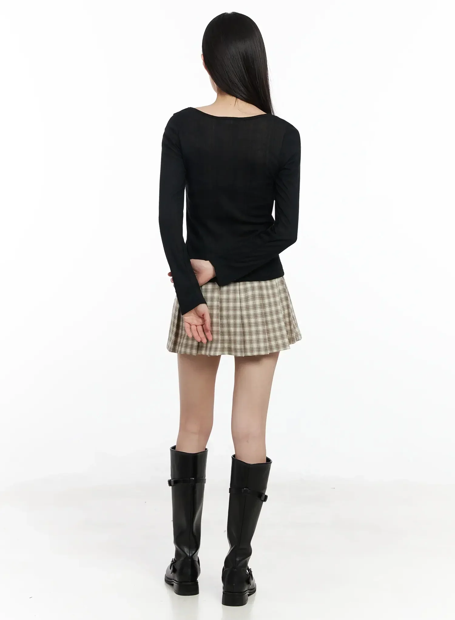 Checkered Pleated Skirt IM530 - Image 9