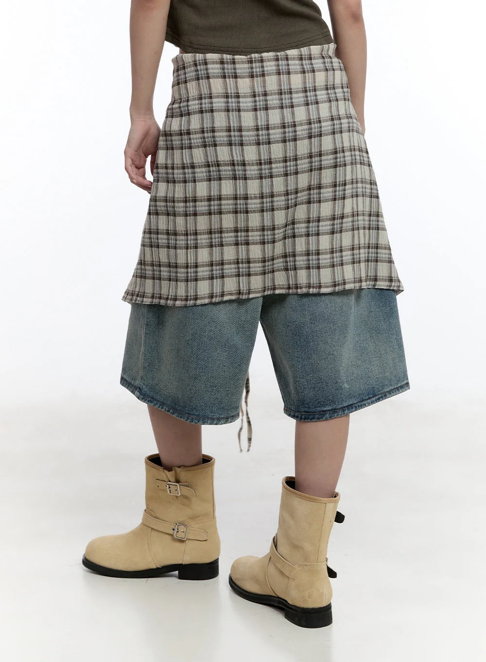 Checkered Wrap Midi Skirt CY530 - Image 4