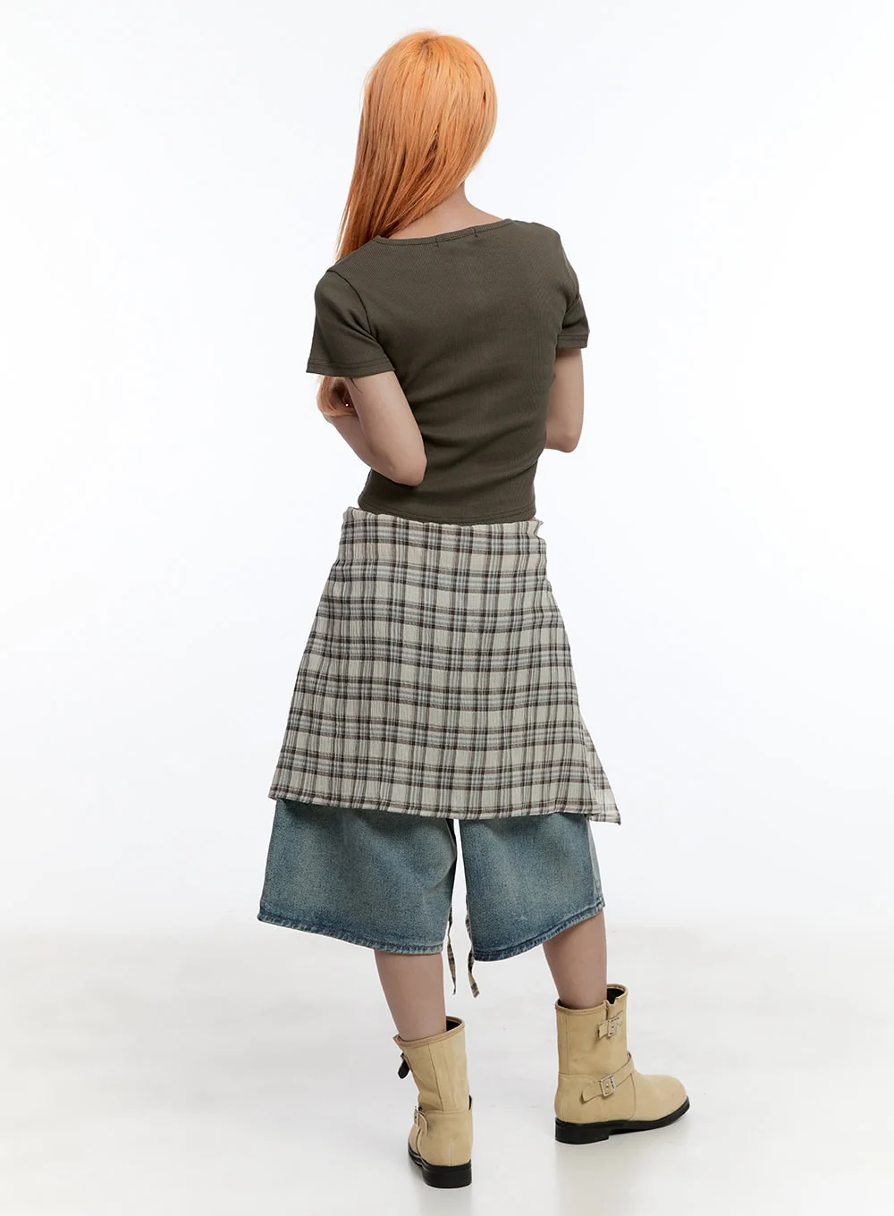 Checkered Wrap Midi Skirt CY530 - Image 7
