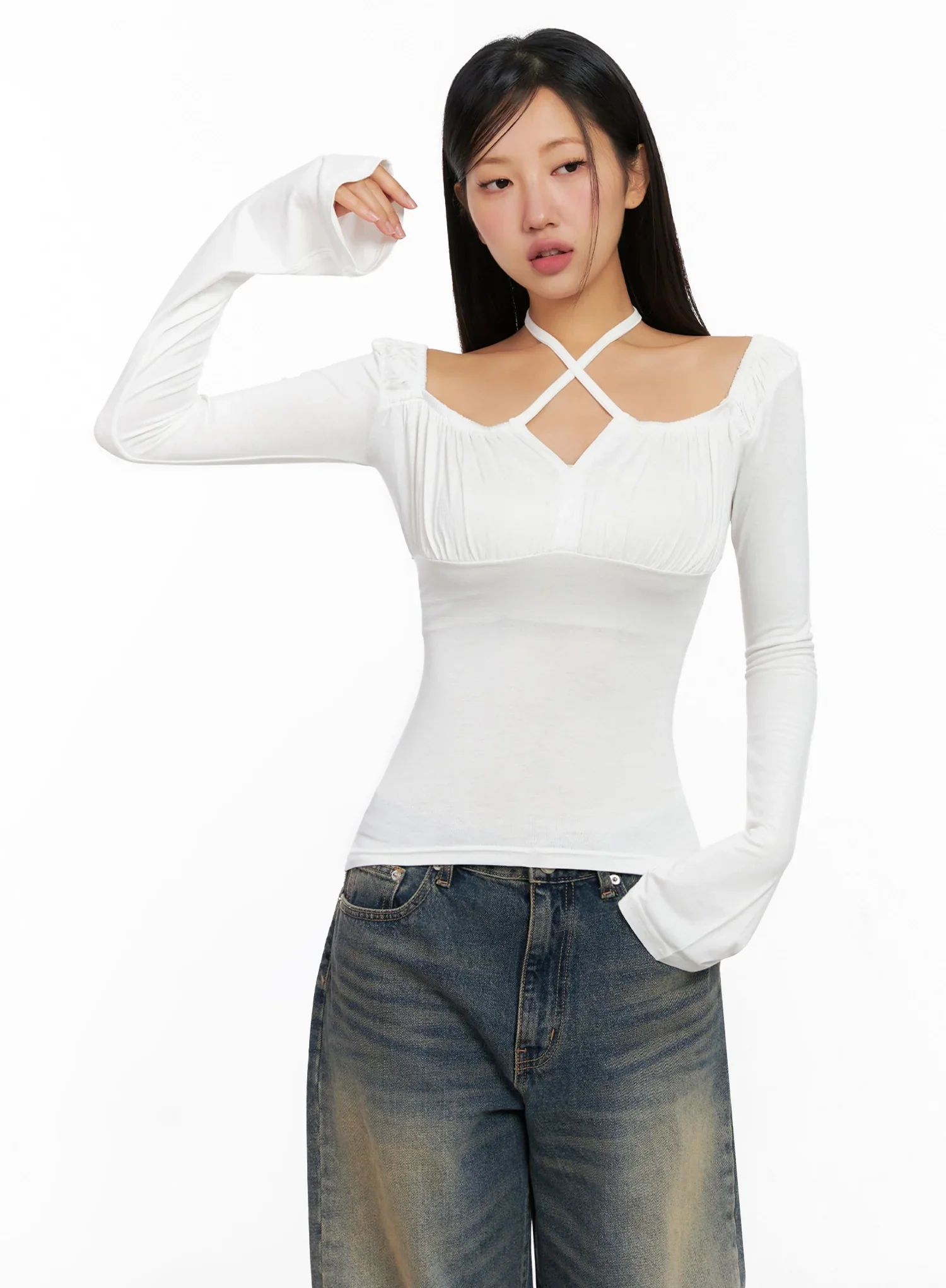 Chic Cross Strap Long Sleeve Tee IG528 - Image 4