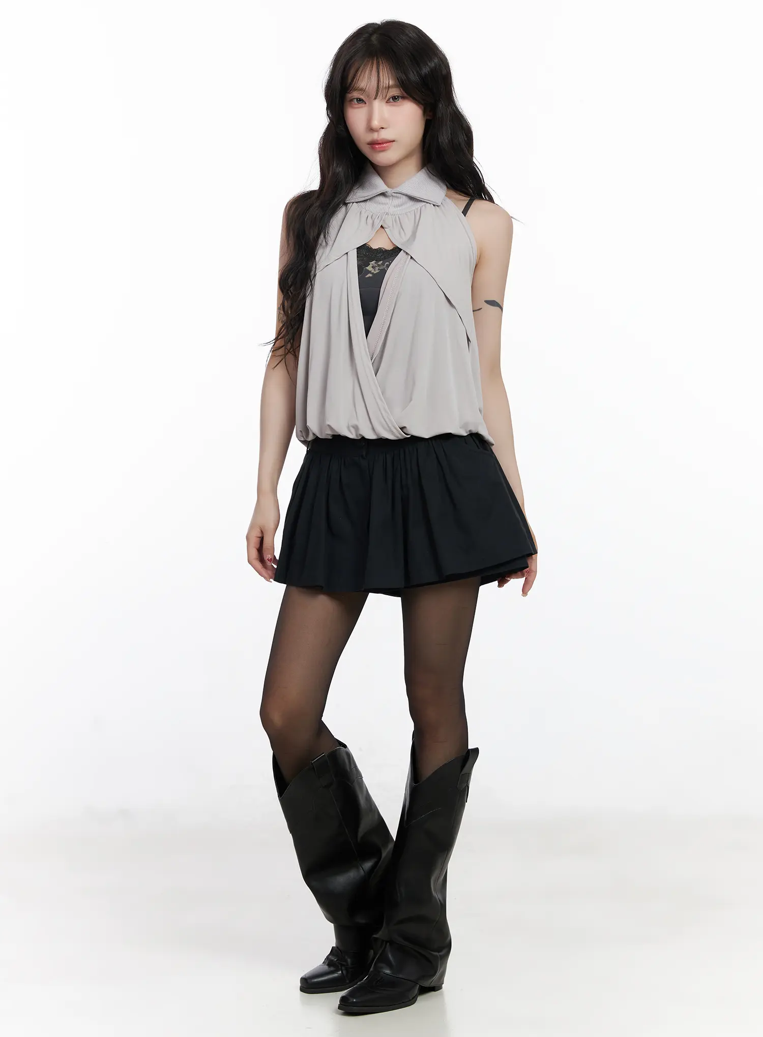 Chic Drape Collar Sleeveless Top CJ526 - Image 3