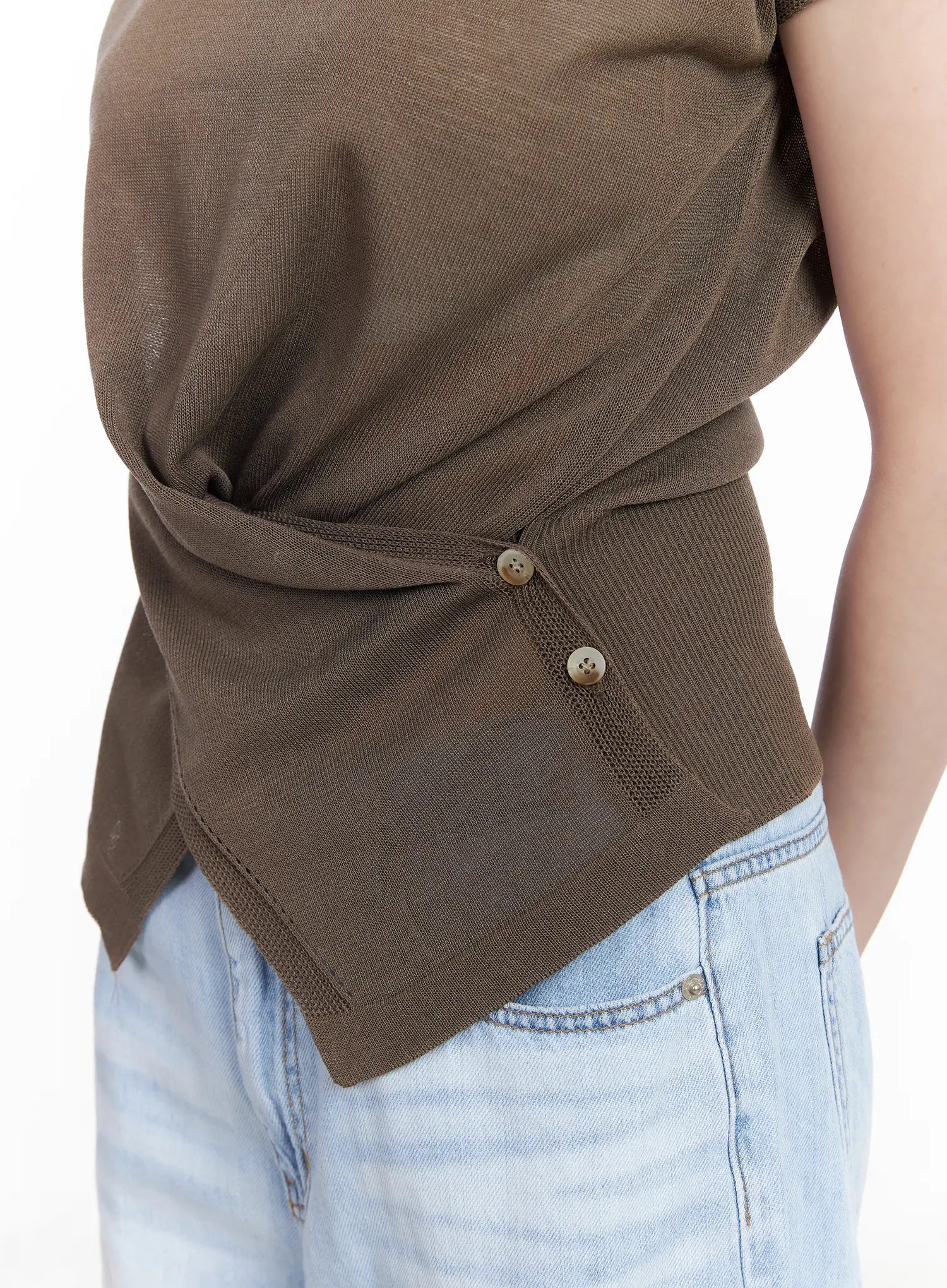 Chic Draped Short Sleeve Knit Top CA510 - Image 5