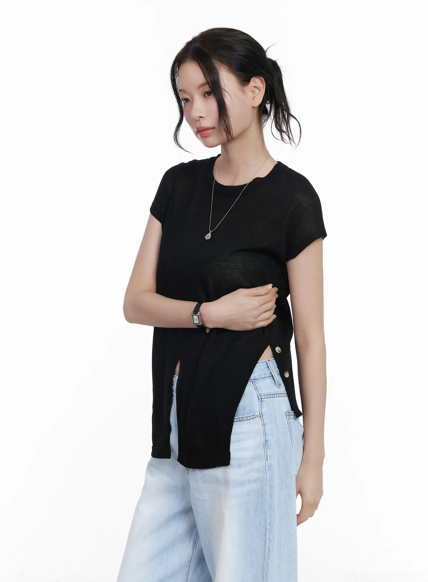 Chic Draped Short Sleeve Knit Top CA510 - Image 7