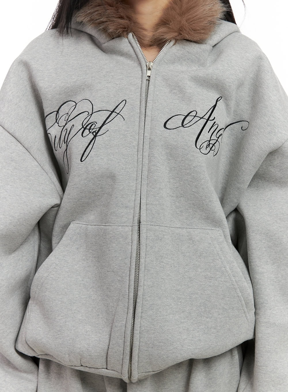 Chic Fur Zip-Up Hoodie CN416 - Image 3