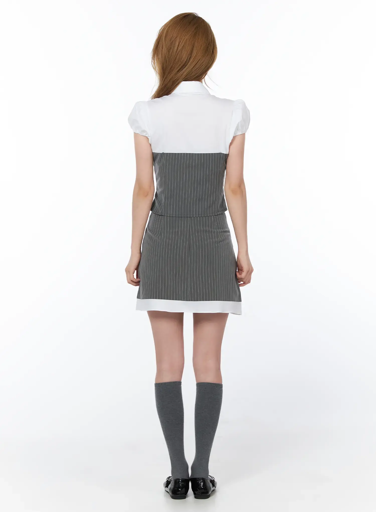 Chic Pinstriped Corset Shirt CY508 - Image 5