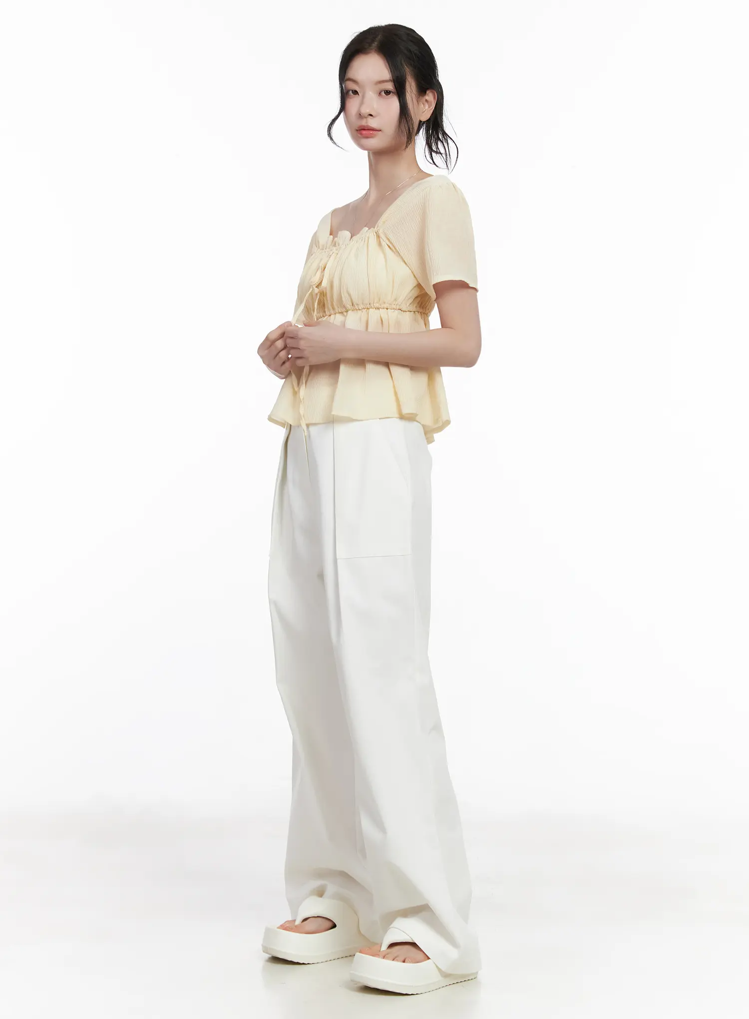 Chiffon Ruffle Short Sleeve Blouse CA510 - Image 8