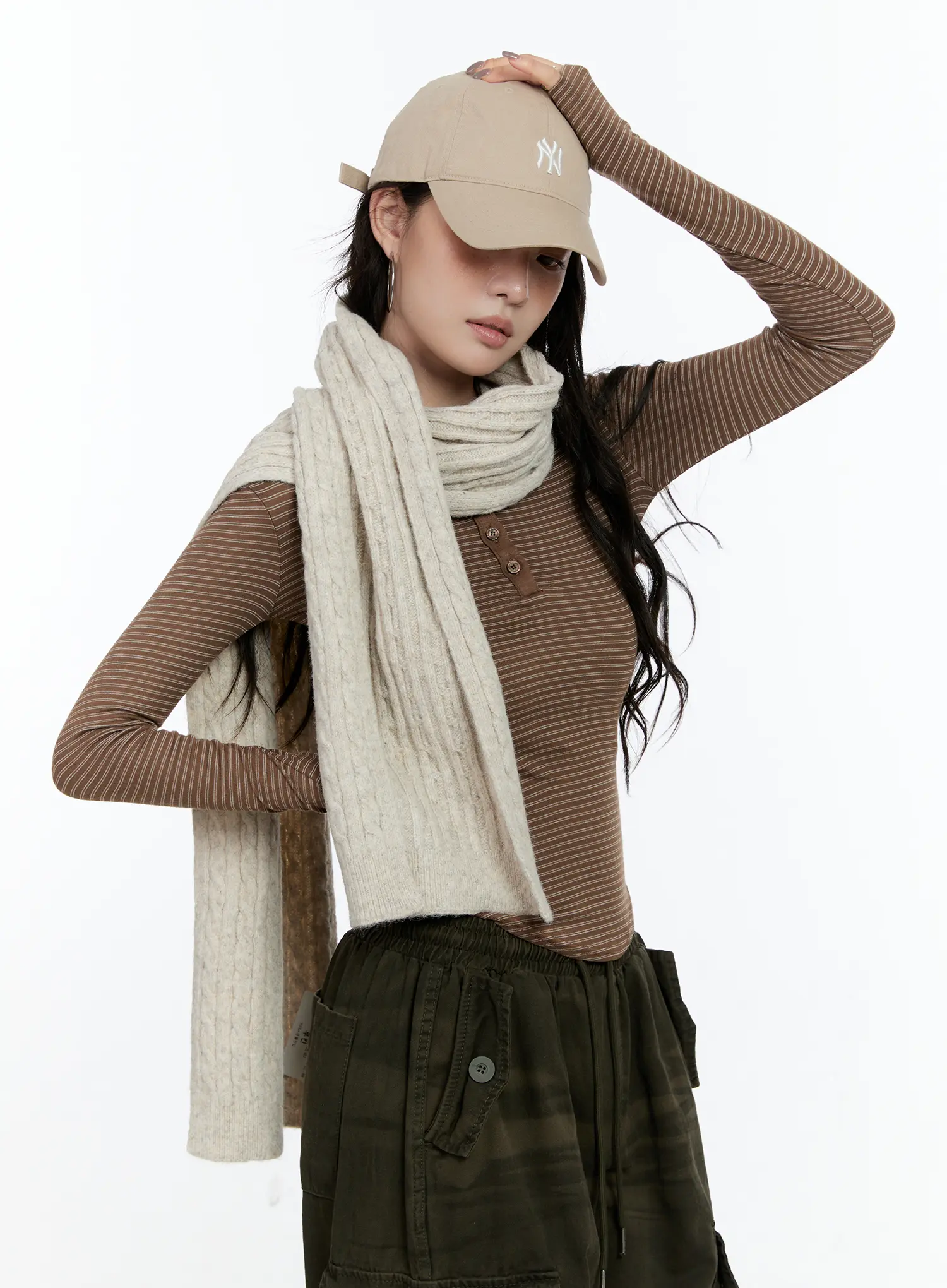 Classic Cable Knit Scarf IN510 - Image 4