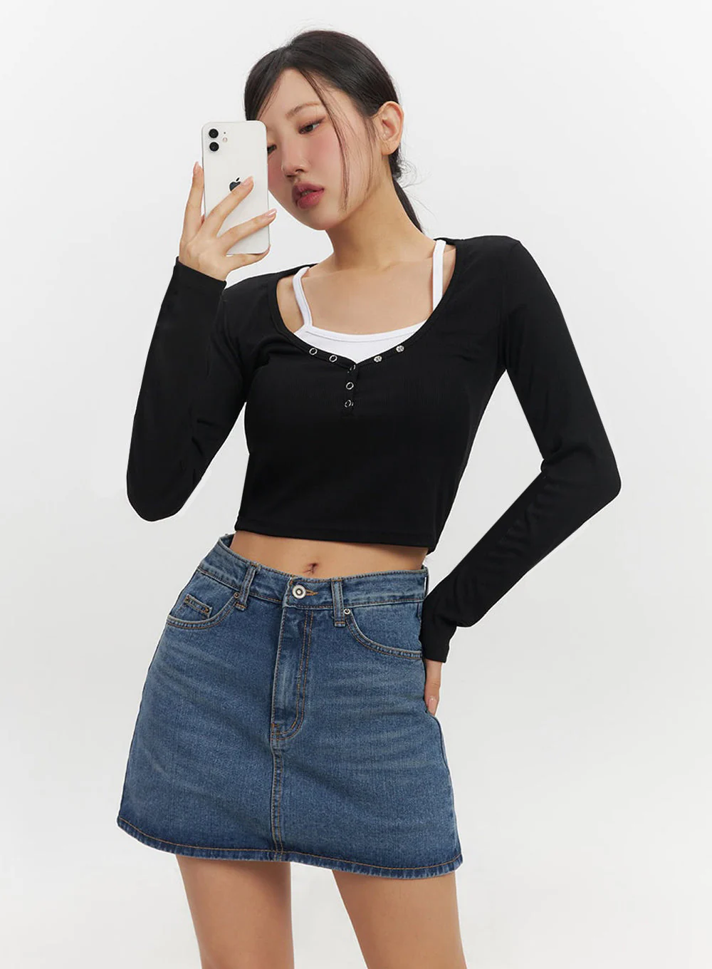 Classic Denim Washed Mini Skort IF510 - Image 11