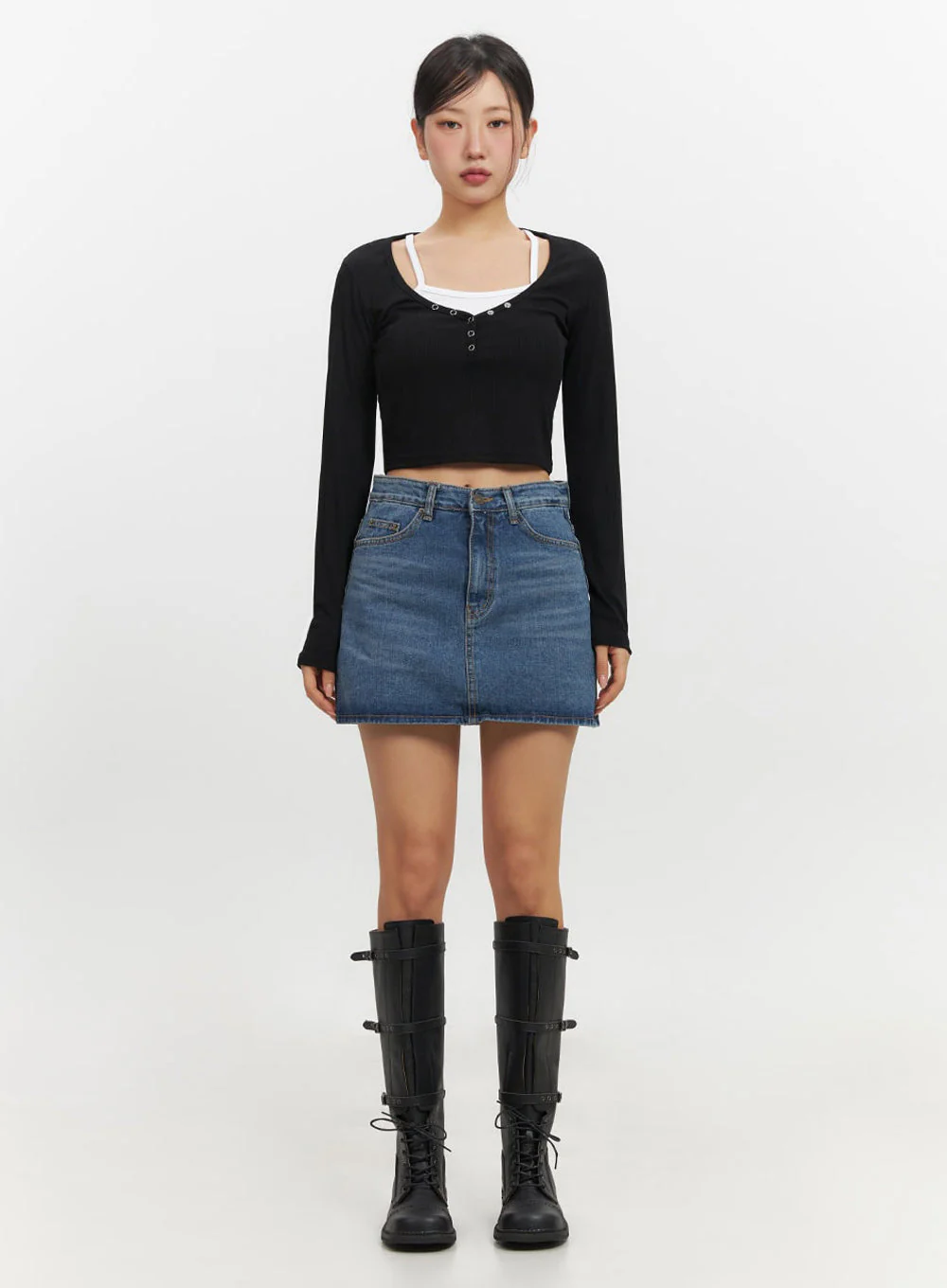 Classic Denim Washed Mini Skort IF510 - Image 4