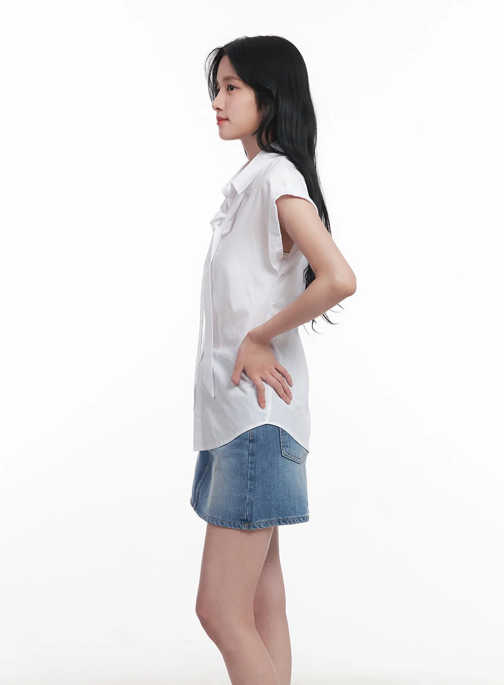 Collared Blouse Top Neck-Tie Set CY523 - Image 6