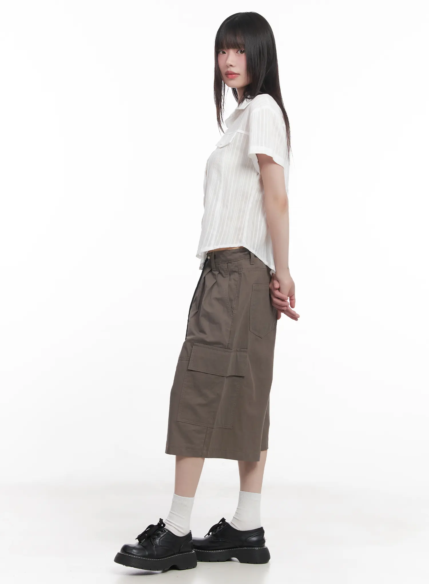 Collared Buttoned Short-Sleeve Shirt CU518 - Image 5