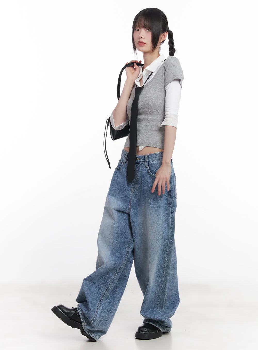 Collared Layered Crop Top CU505 - Image 7