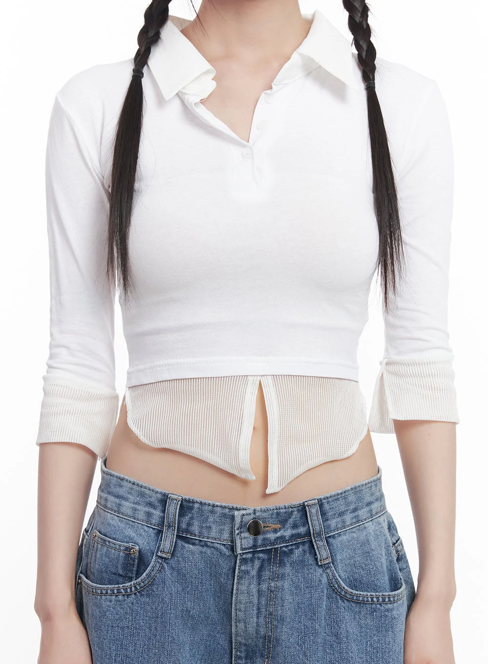 Collared Layered Crop Top CU505 - Image 9