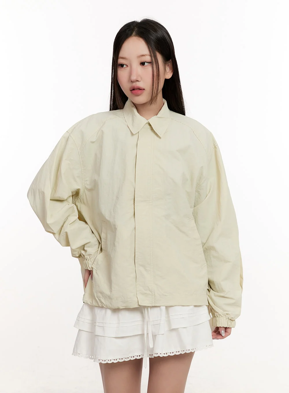 Collared Loose-Fit Windbreaker Jacket CM510 - Image 12
