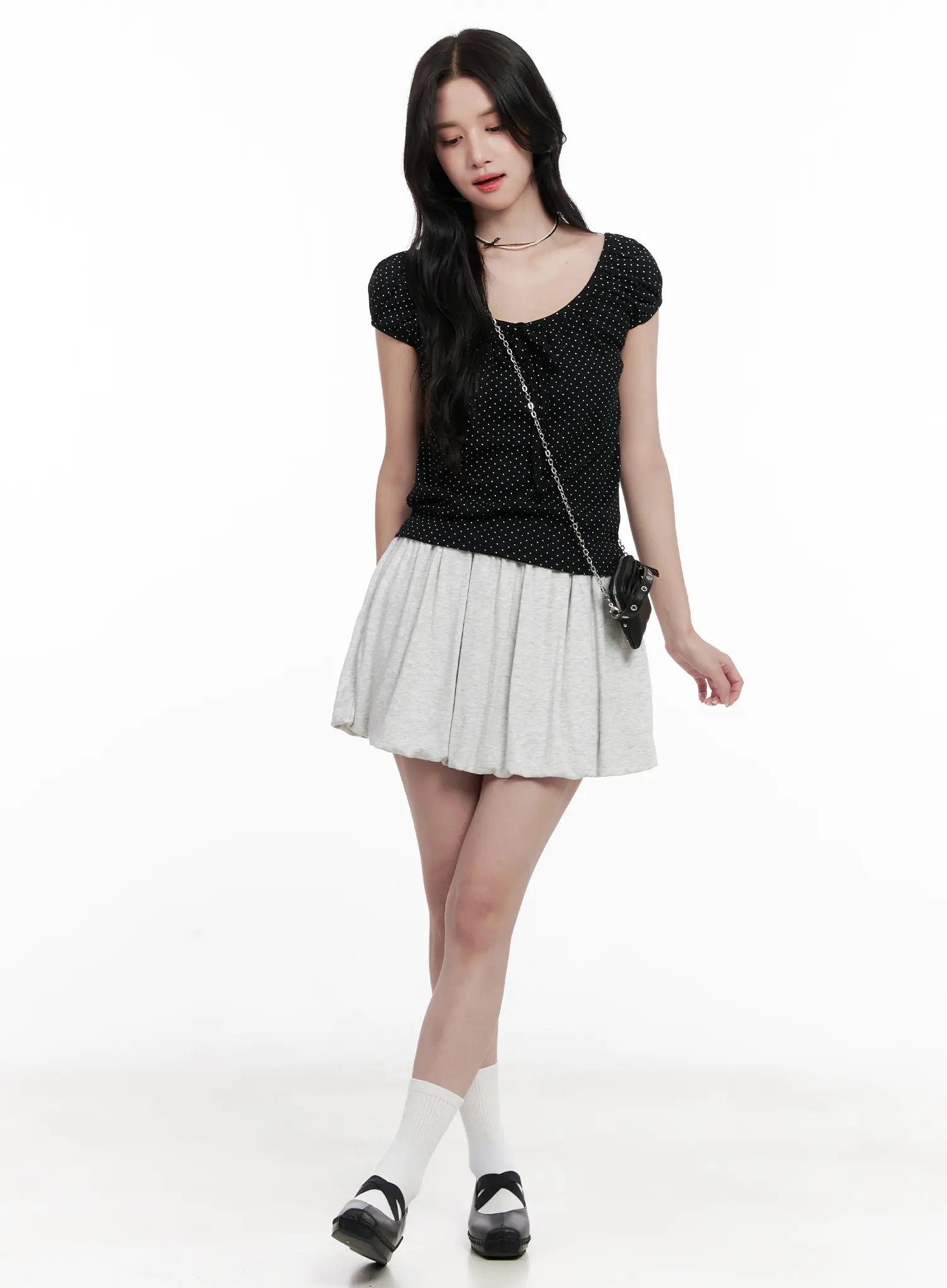 Comfy Gray Pleated Skirt CL516