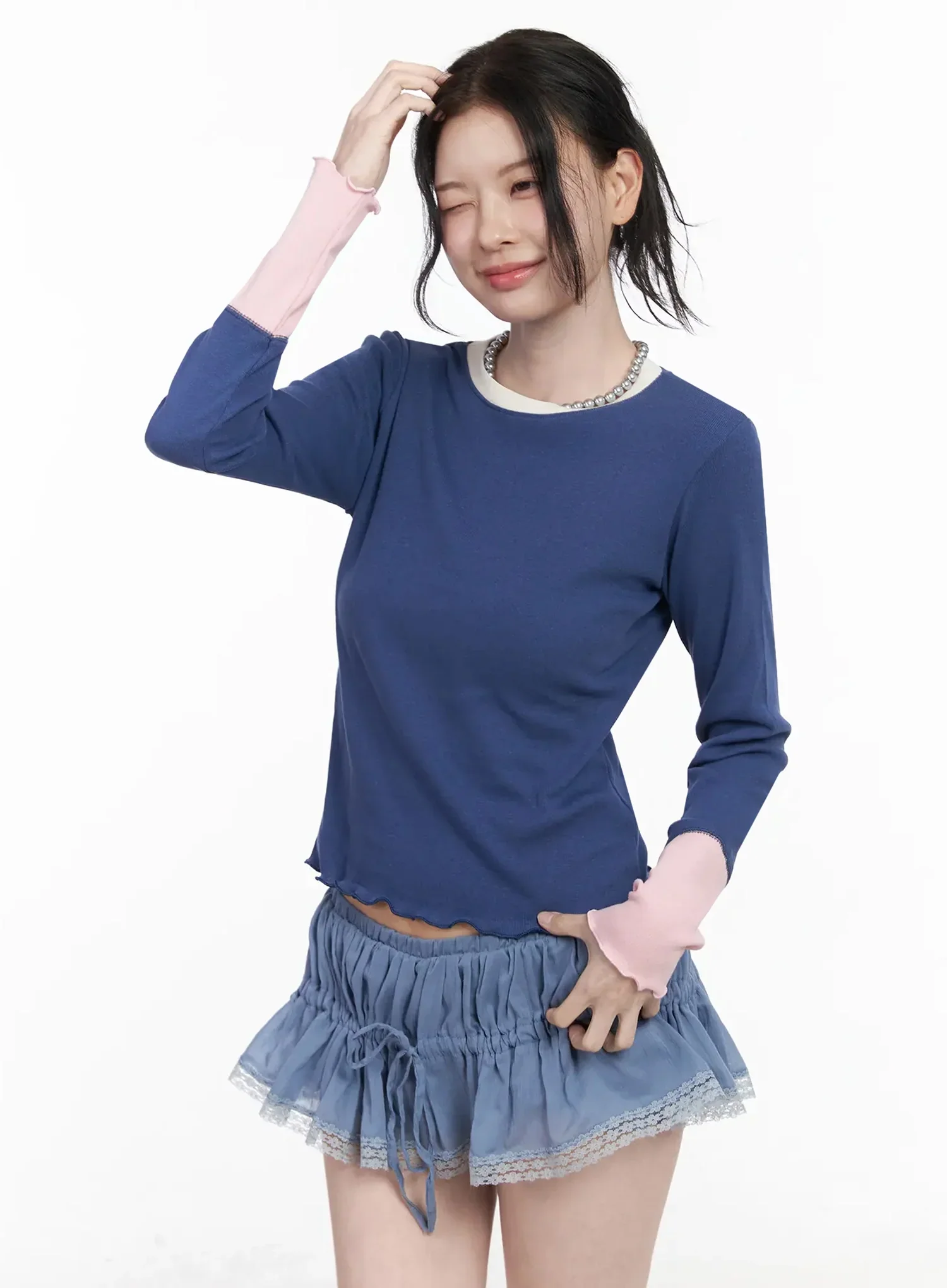Contrast Cuff Top IY511 - Image 2