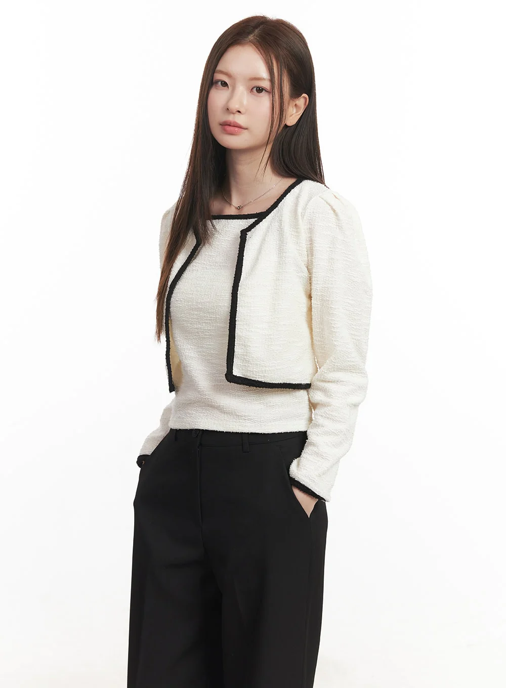 Contrast Tank Top Cardigan Set CA501 - Image 11