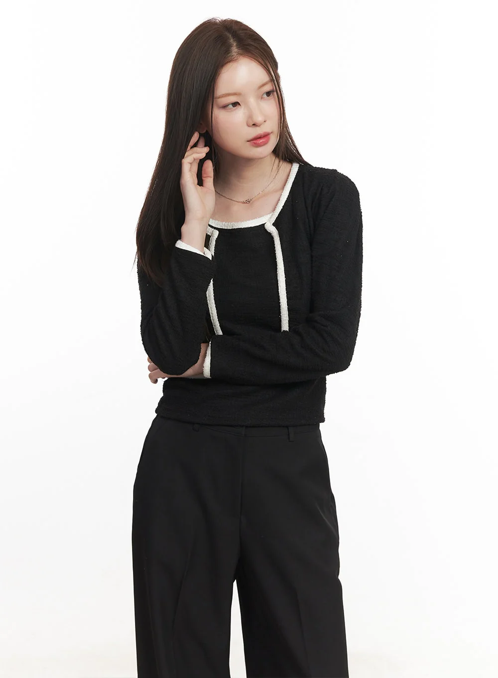 Contrast Tank Top Cardigan Set CA501 - Image 12
